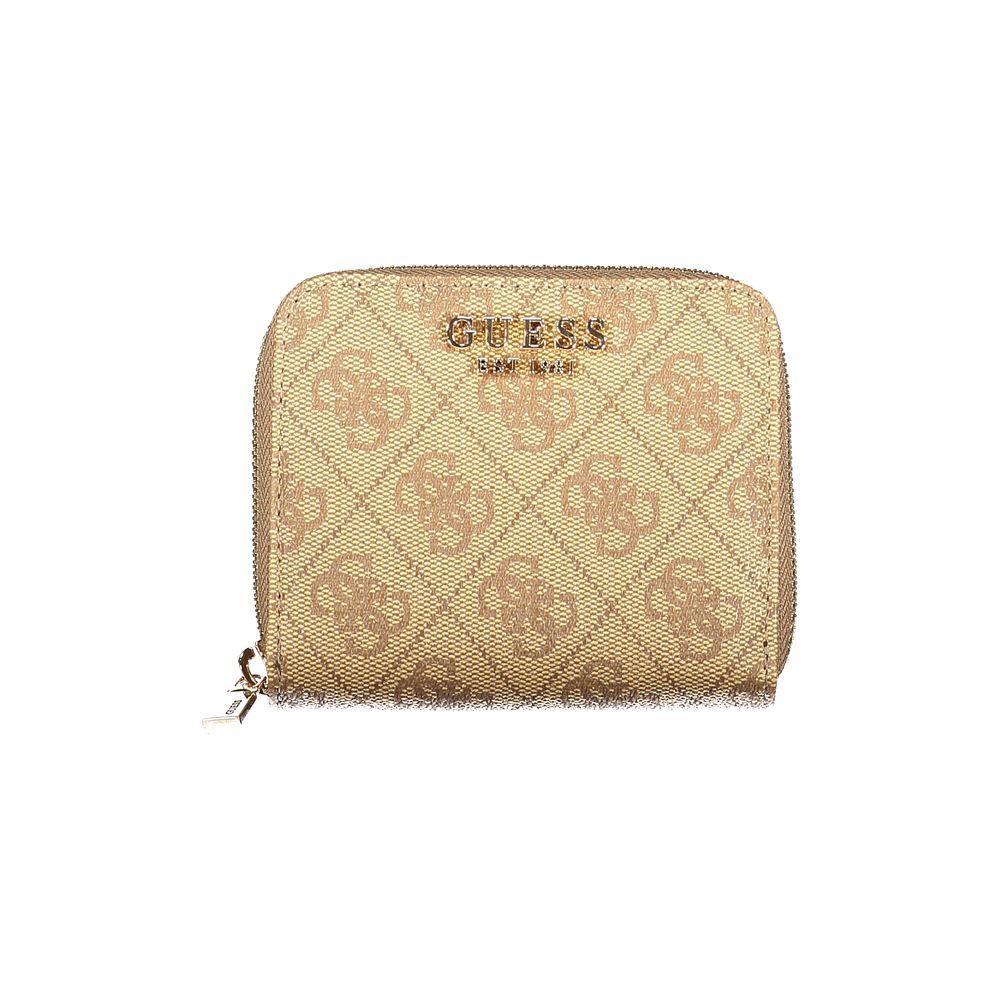 Guess Jeans Beige Polyurethane Women Wallet | Regal Royce