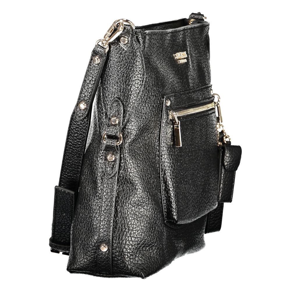 Guess Jeans Black Polyurethane Women's Handbag | Regal Royce