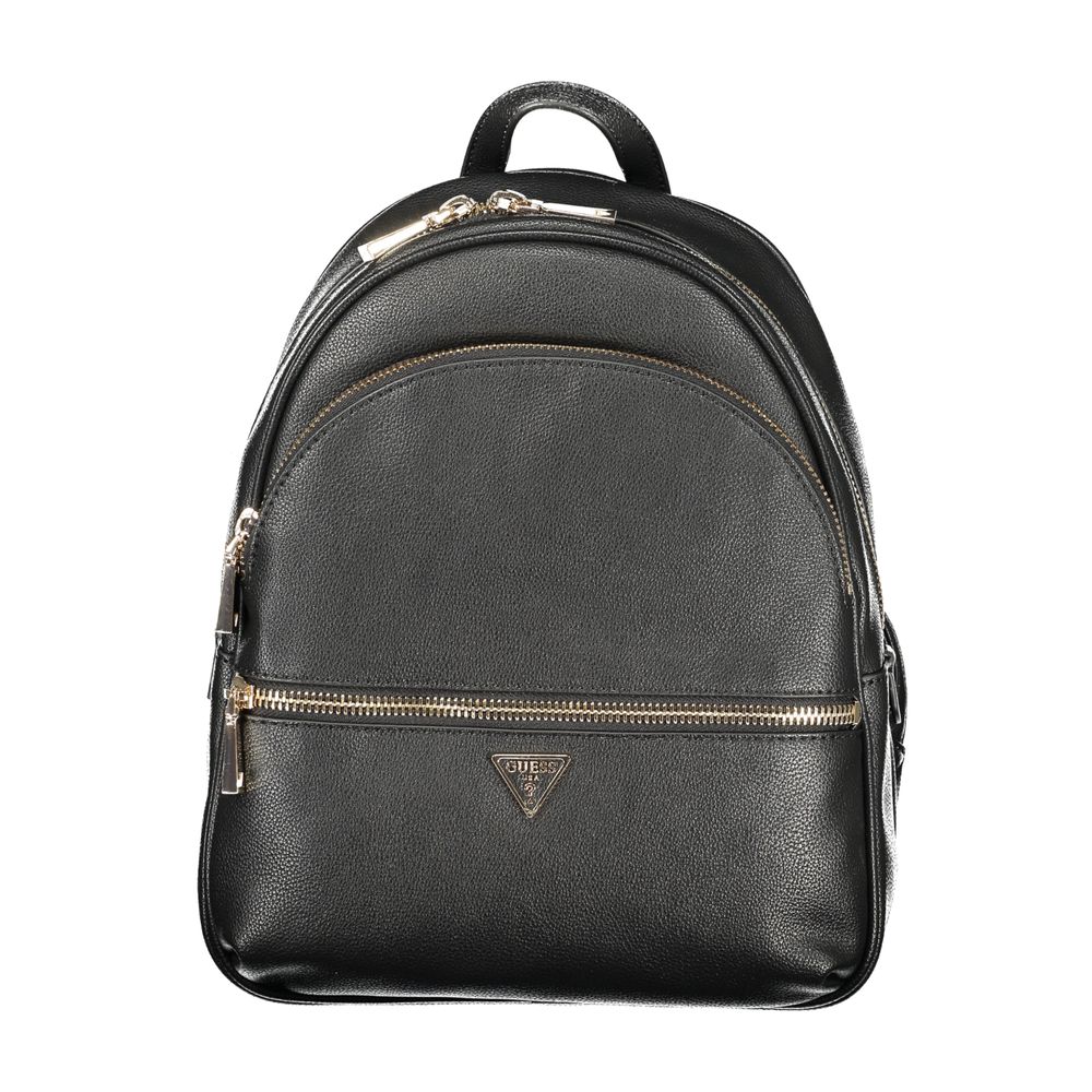 Guess Jeans Black Polyurethane Women Backpack | Regal Royce