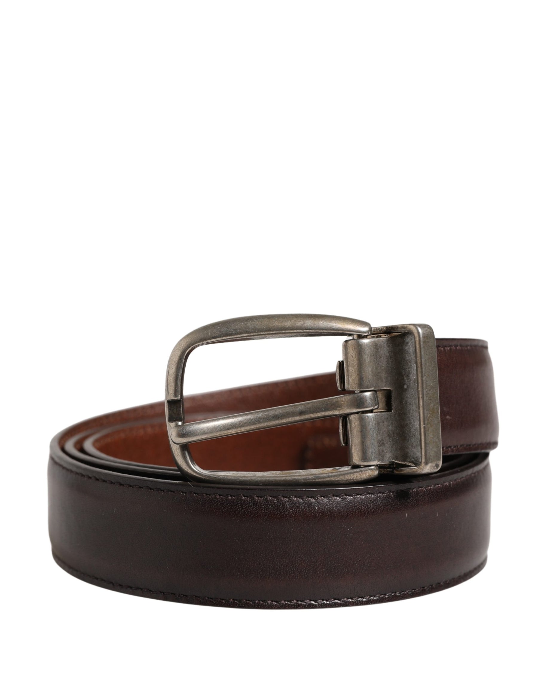 Dolce & Gabbana Men Brown Classic Leather Metal Buckle Belt | Regal Royce