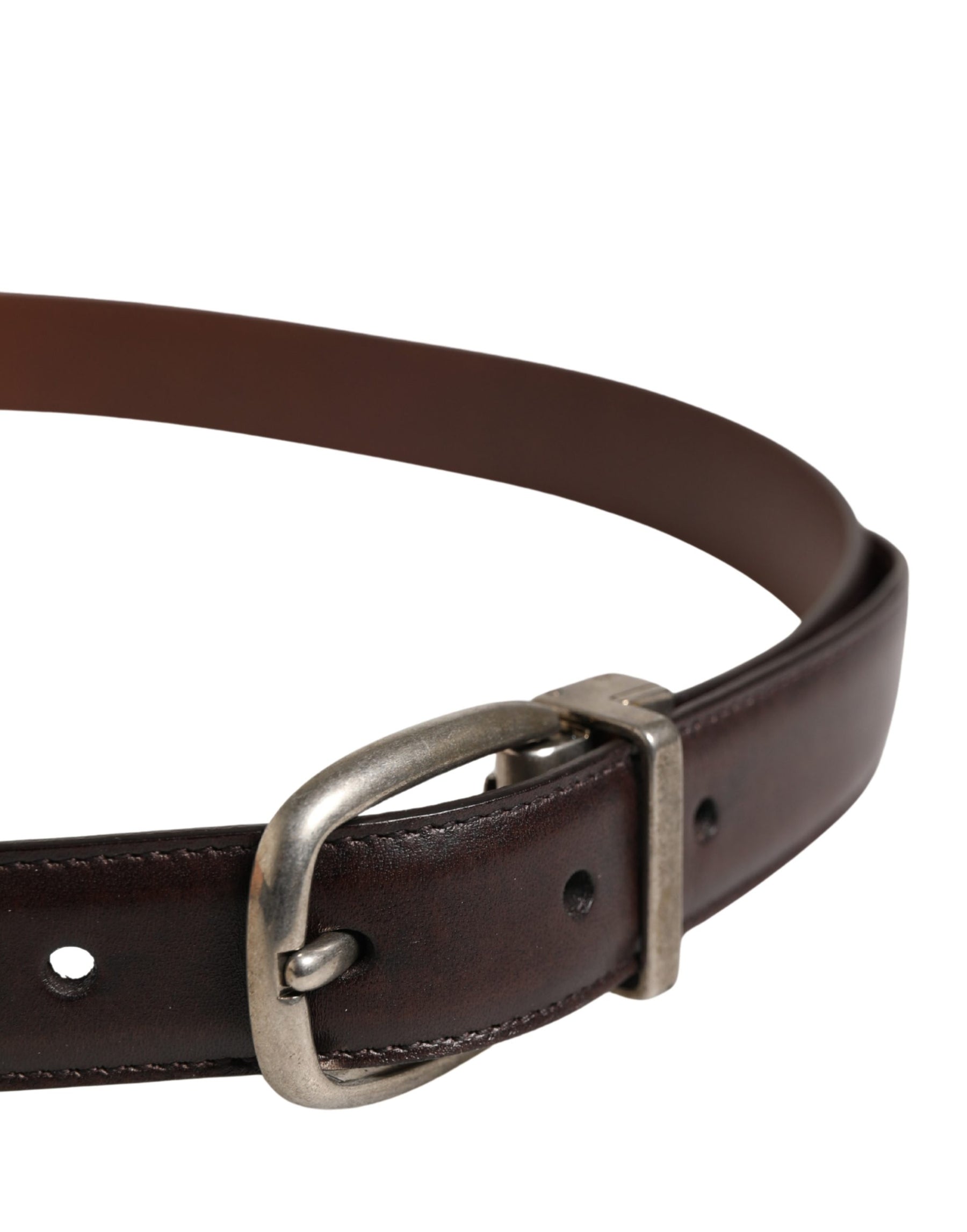 Dolce & Gabbana Men Brown Classic Leather Metal Buckle Belt | Regal Royce