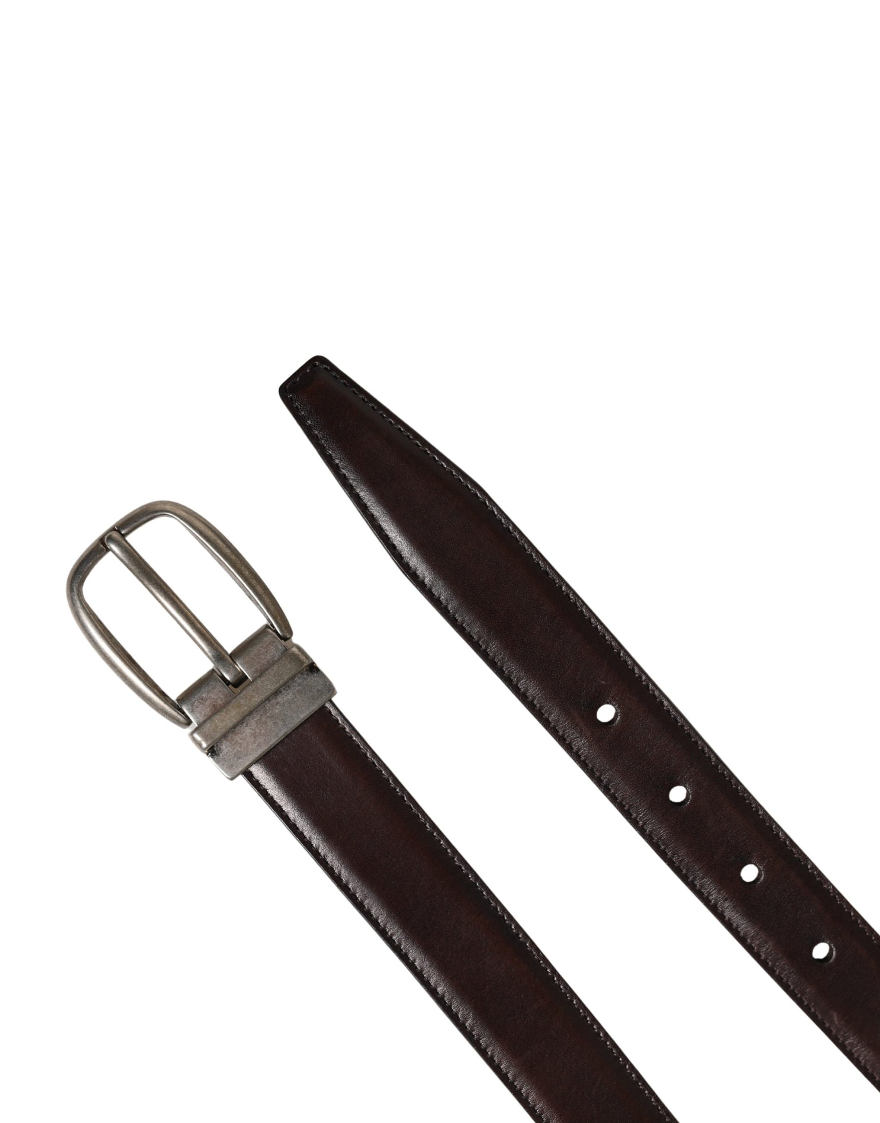 Dolce & Gabbana Men Brown Classic Leather Metal Buckle Belt | Regal Royce