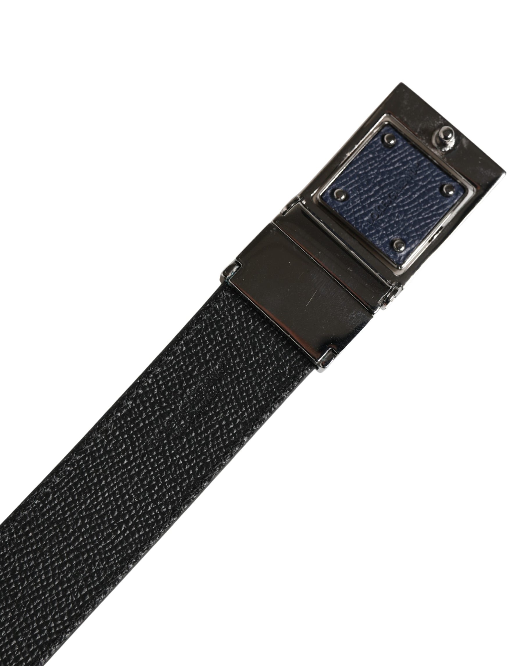 Dolce & Gabbana Men Blue Calfskin Leather Square Buckle Belt | Regal Royce