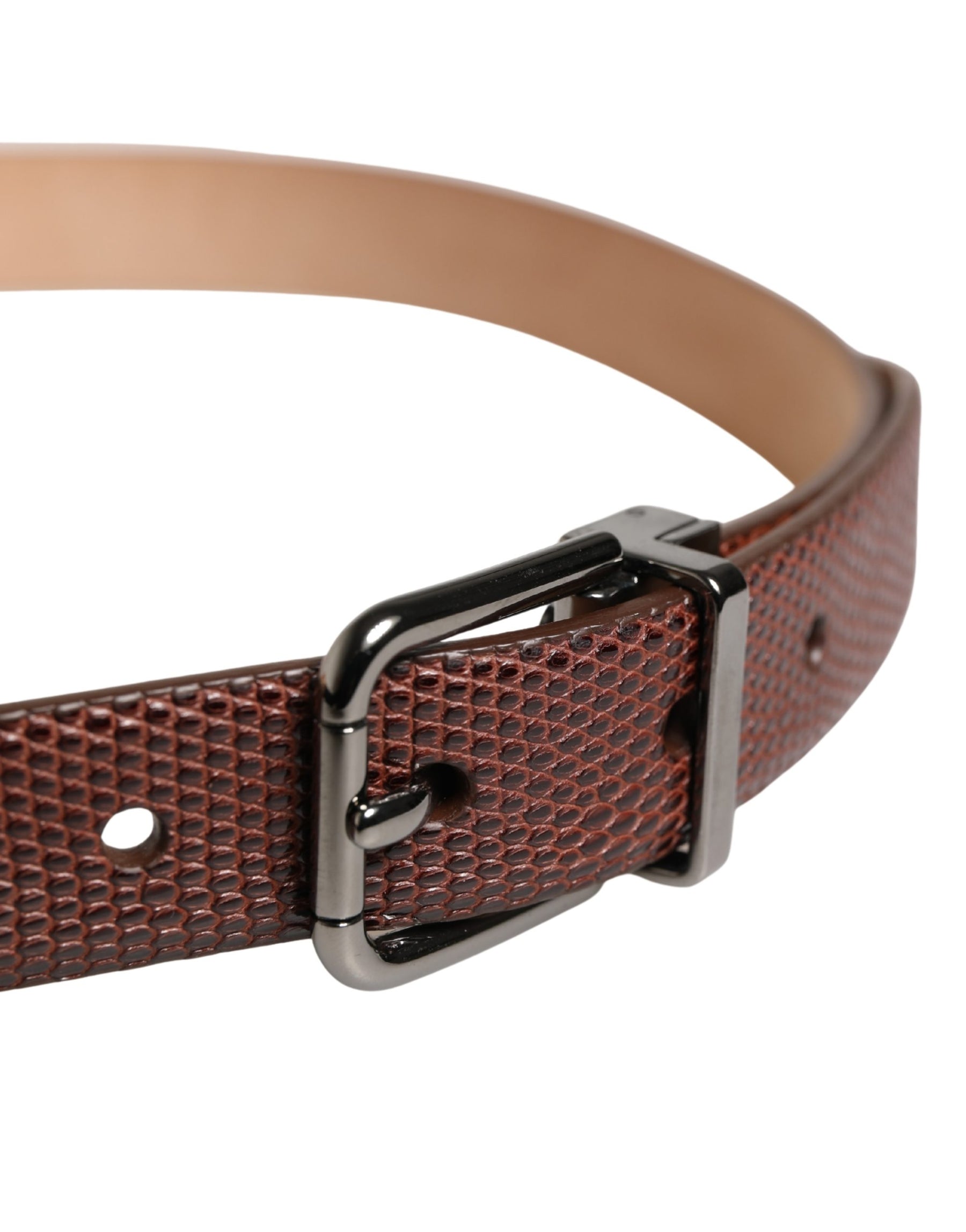 Dolce & Gabbana Men Brown Goatskin Leather Metal Buckle Belt | Regal Royce
