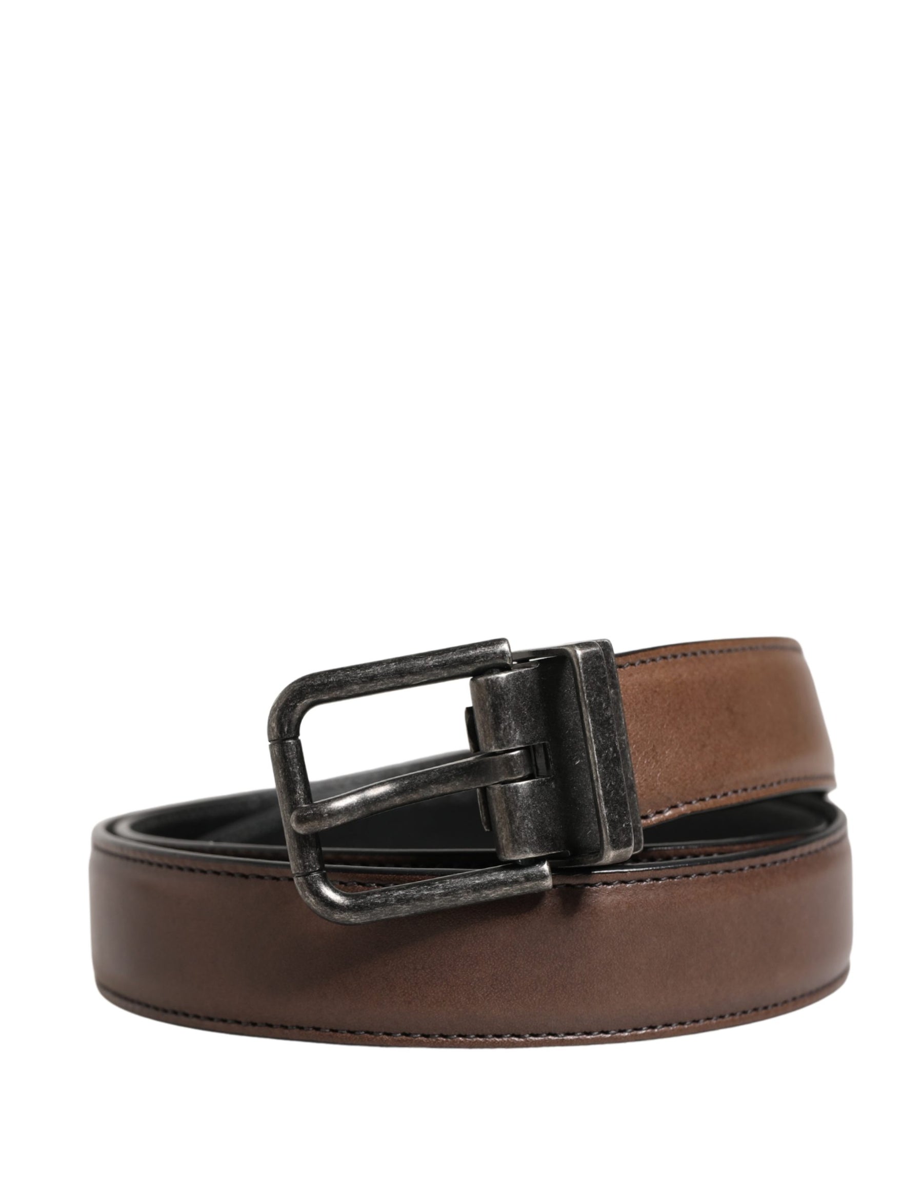 Dolce & Gabbana Men Brown Classic Leather Metal Buckle Belt | Regal Royce