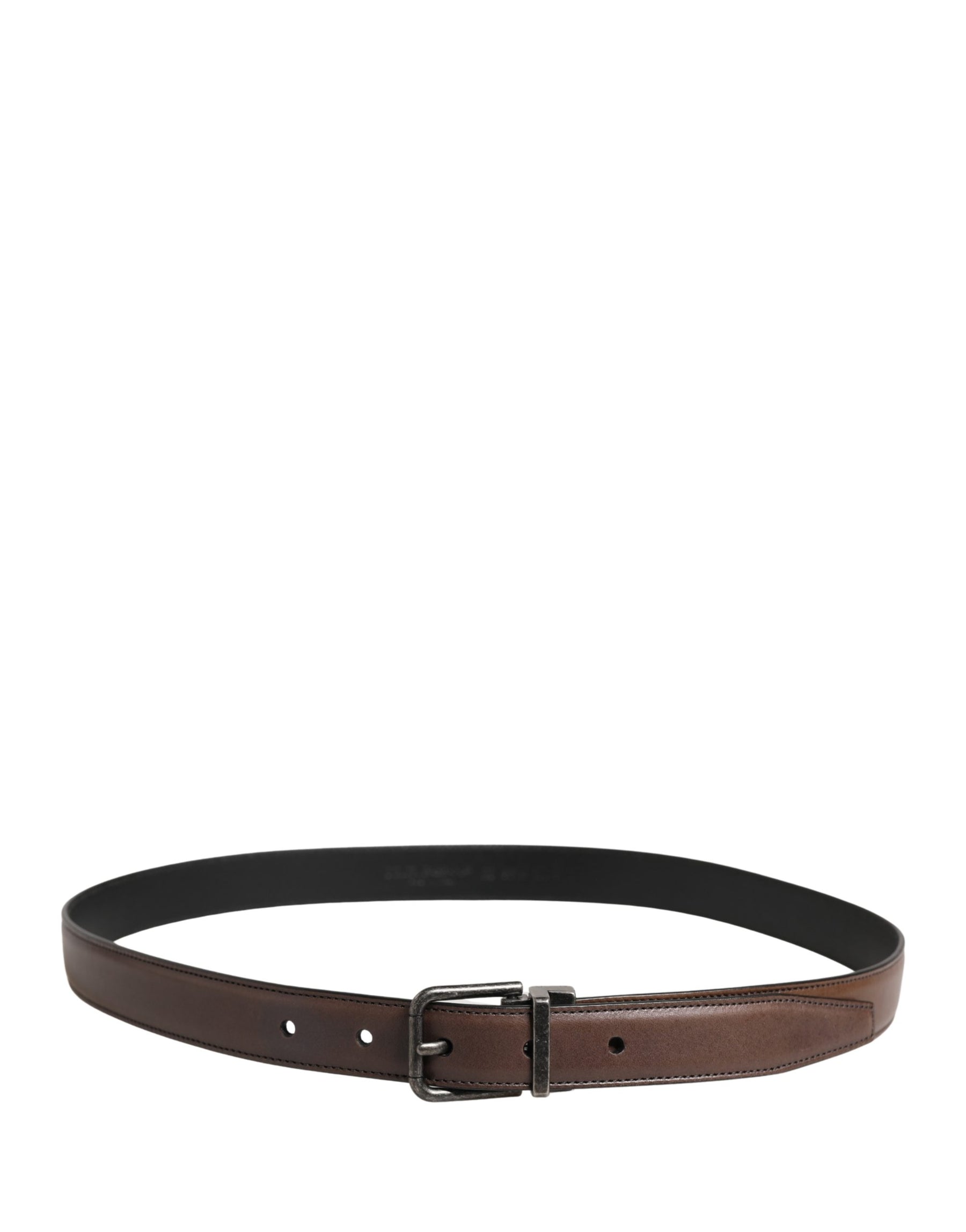 Dolce & Gabbana Men Brown Classic Leather Metal Buckle Belt | Regal Royce