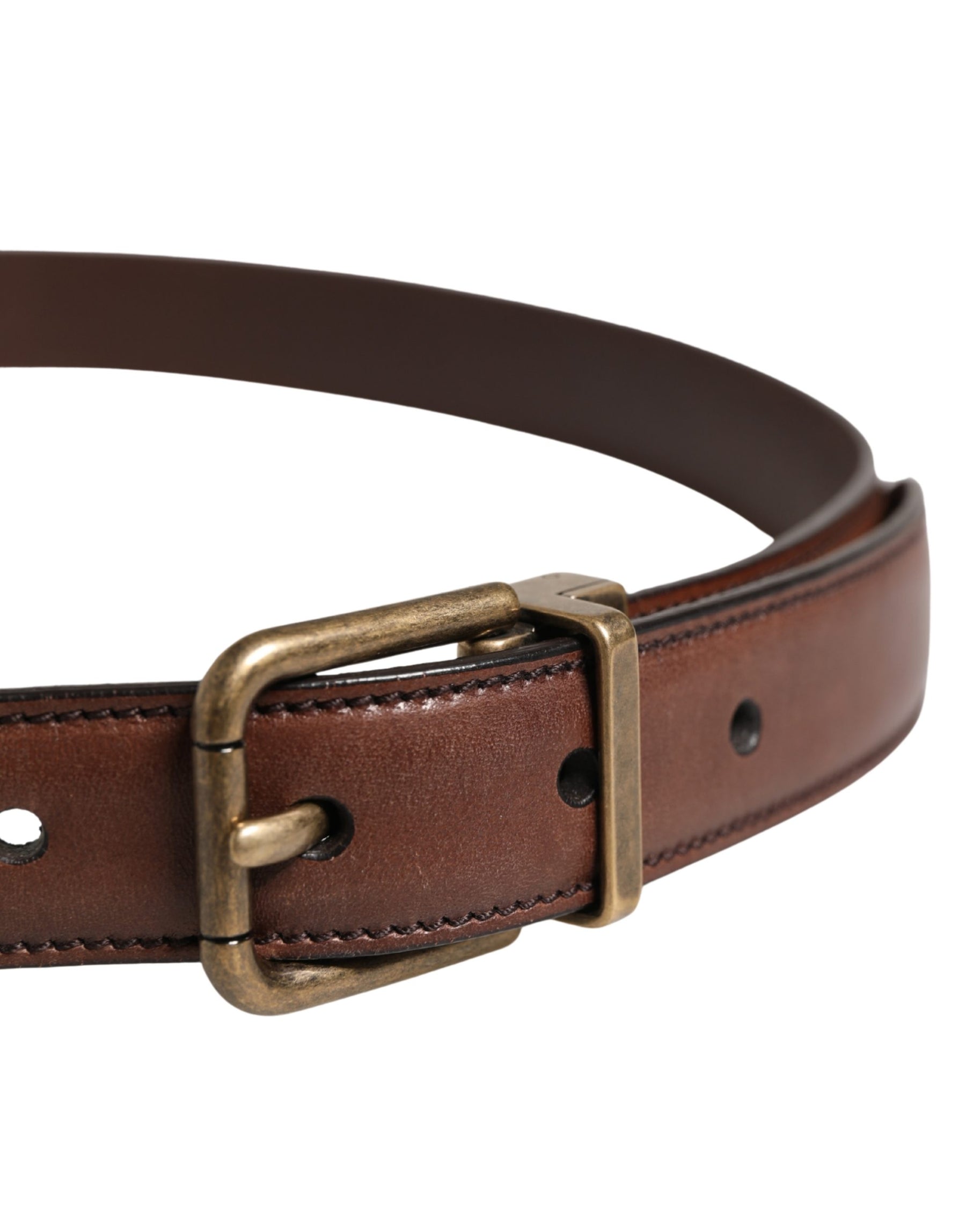 Dolce & Gabbana Men Brown Classic Leather Metal Buckle Belt | Regal Royce