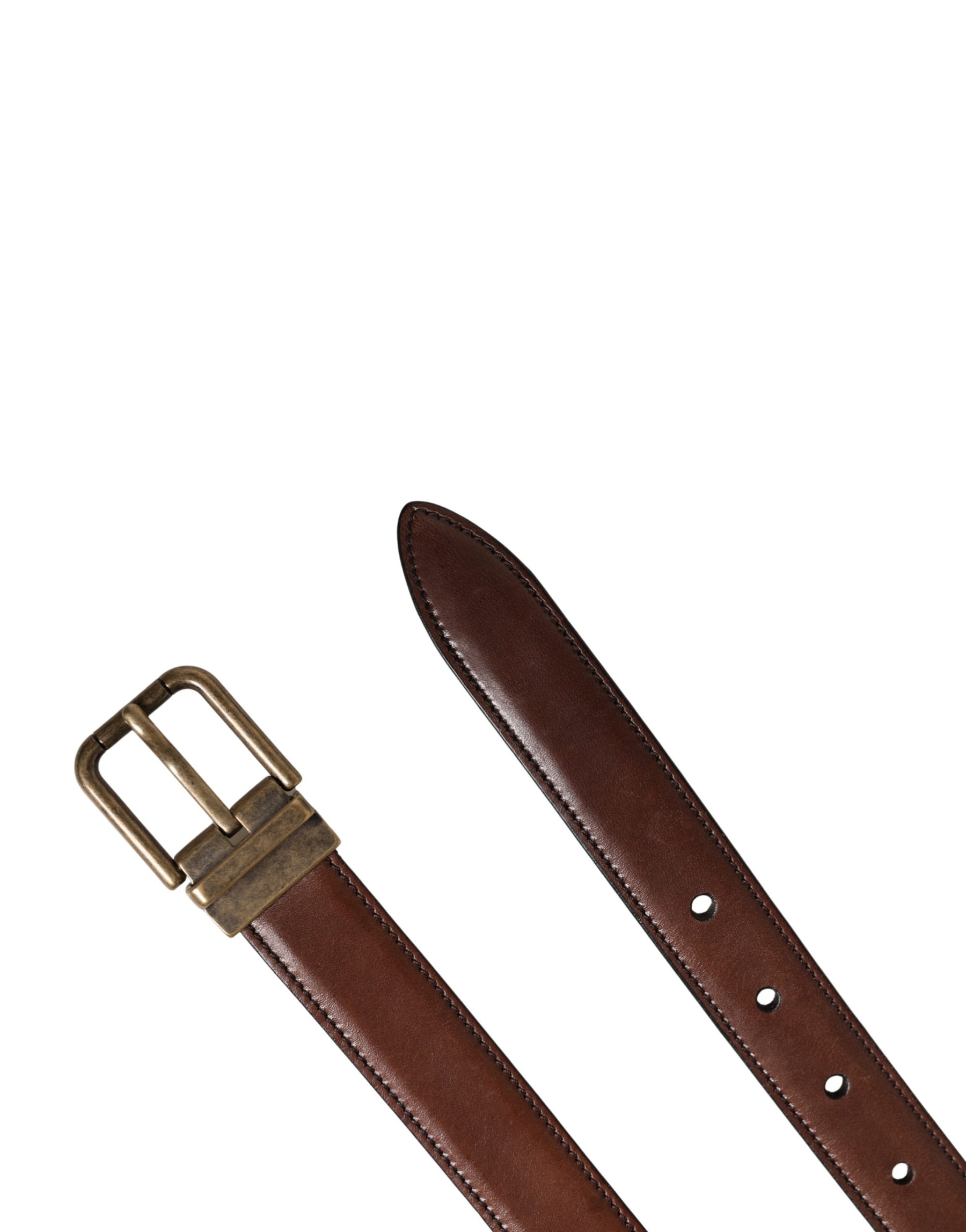Dolce & Gabbana Men Brown Classic Leather Metal Buckle Belt | Regal Royce