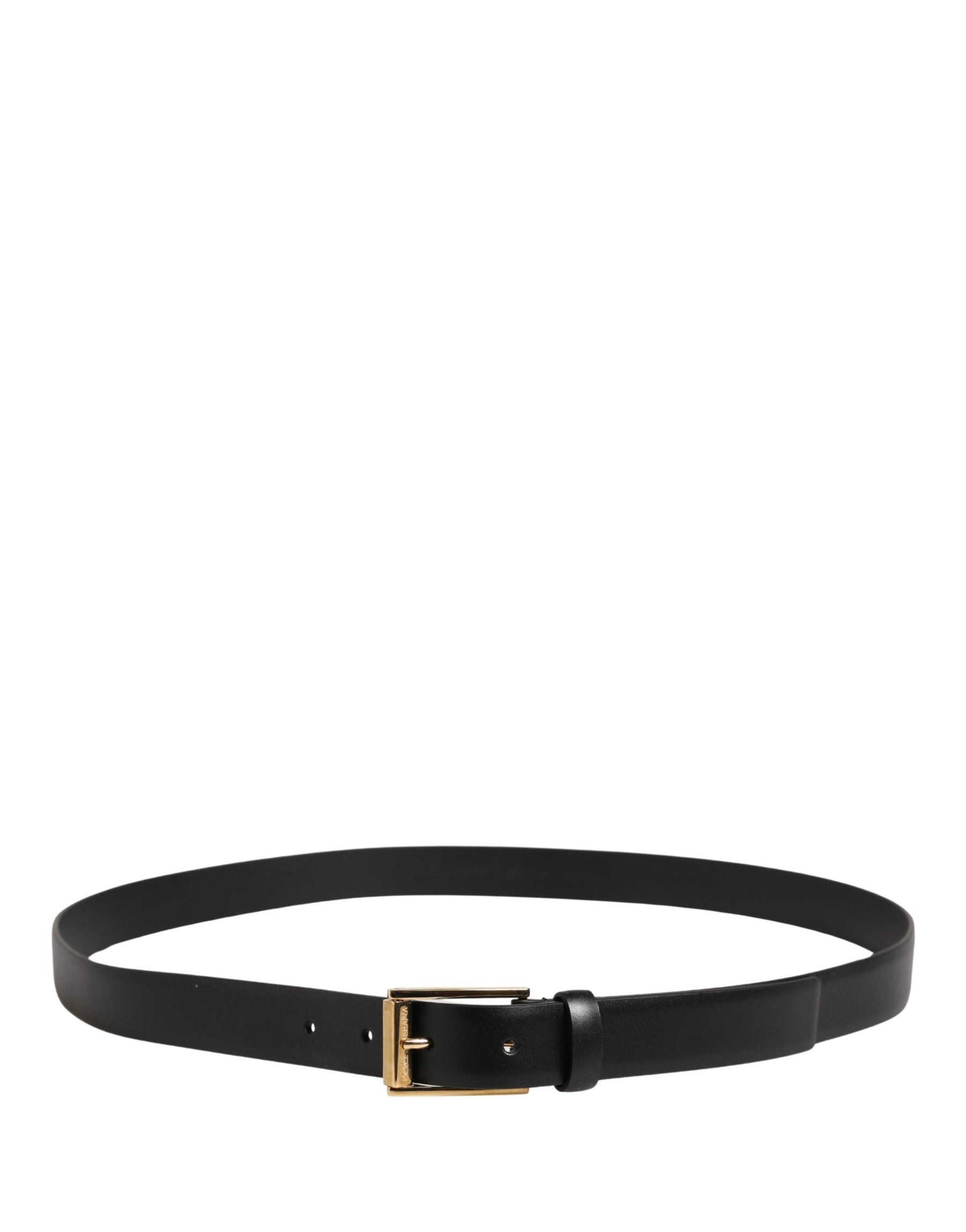 Dolce & Gabbana Men Black Classic Leather Metal Buckle Belt | Regal Royce
