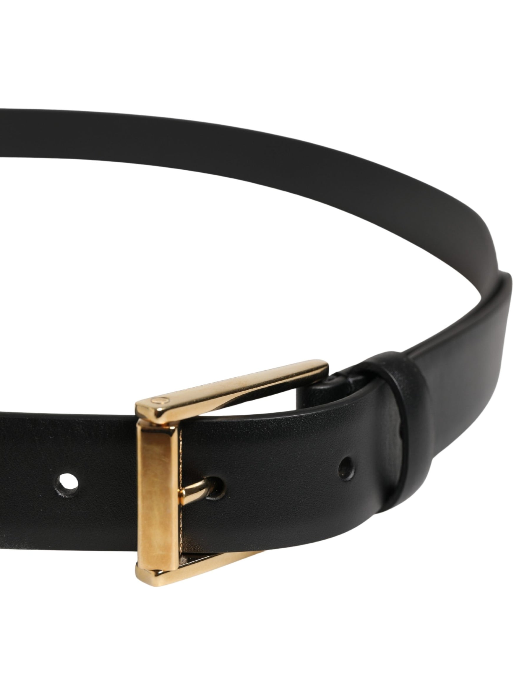 Dolce & Gabbana Men Black Classic Leather Metal Buckle Belt | Regal Royce