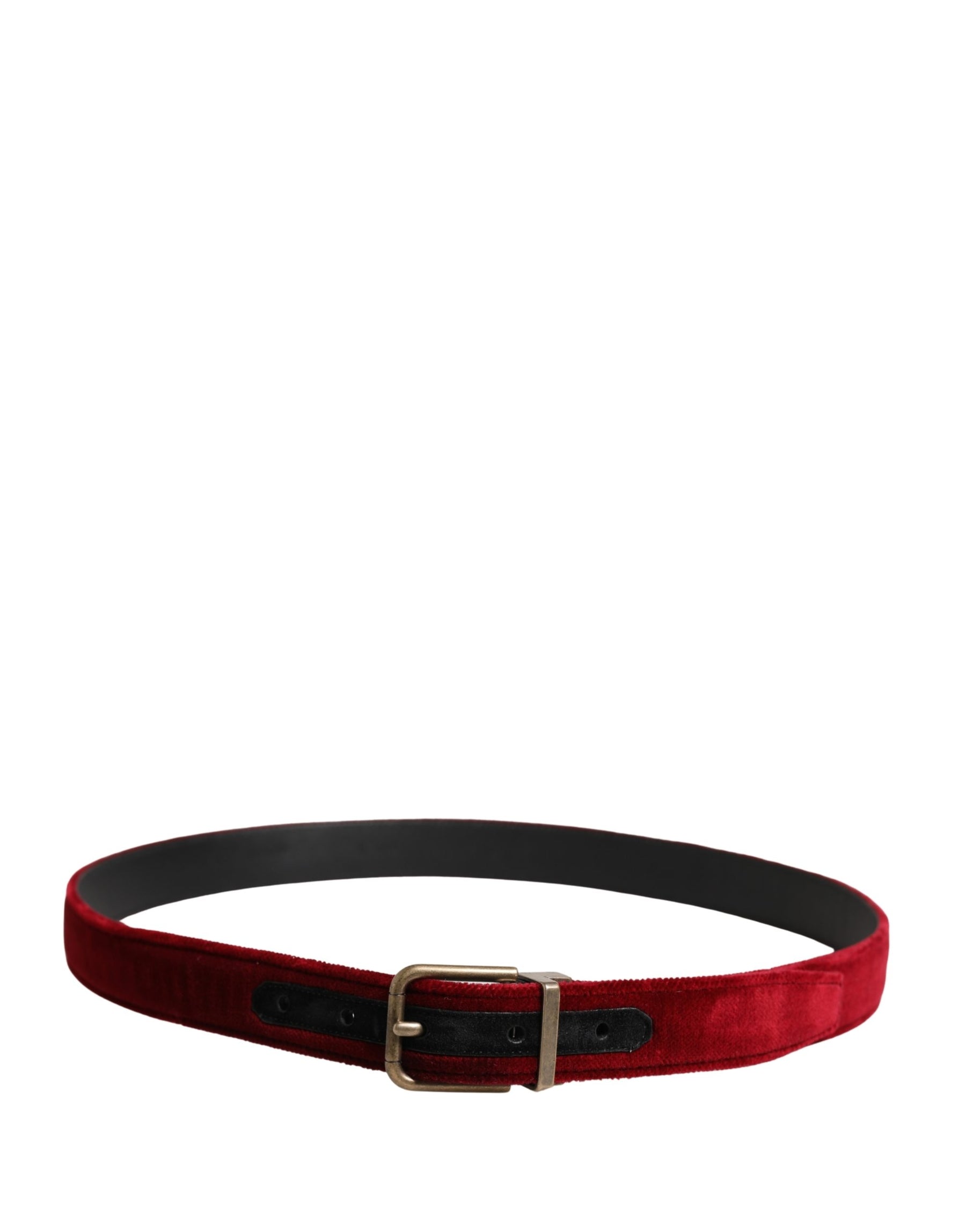 Dolce & Gabbana Men Burgundy Velvet Cotton Metal Buckle Belt | Regal Royce