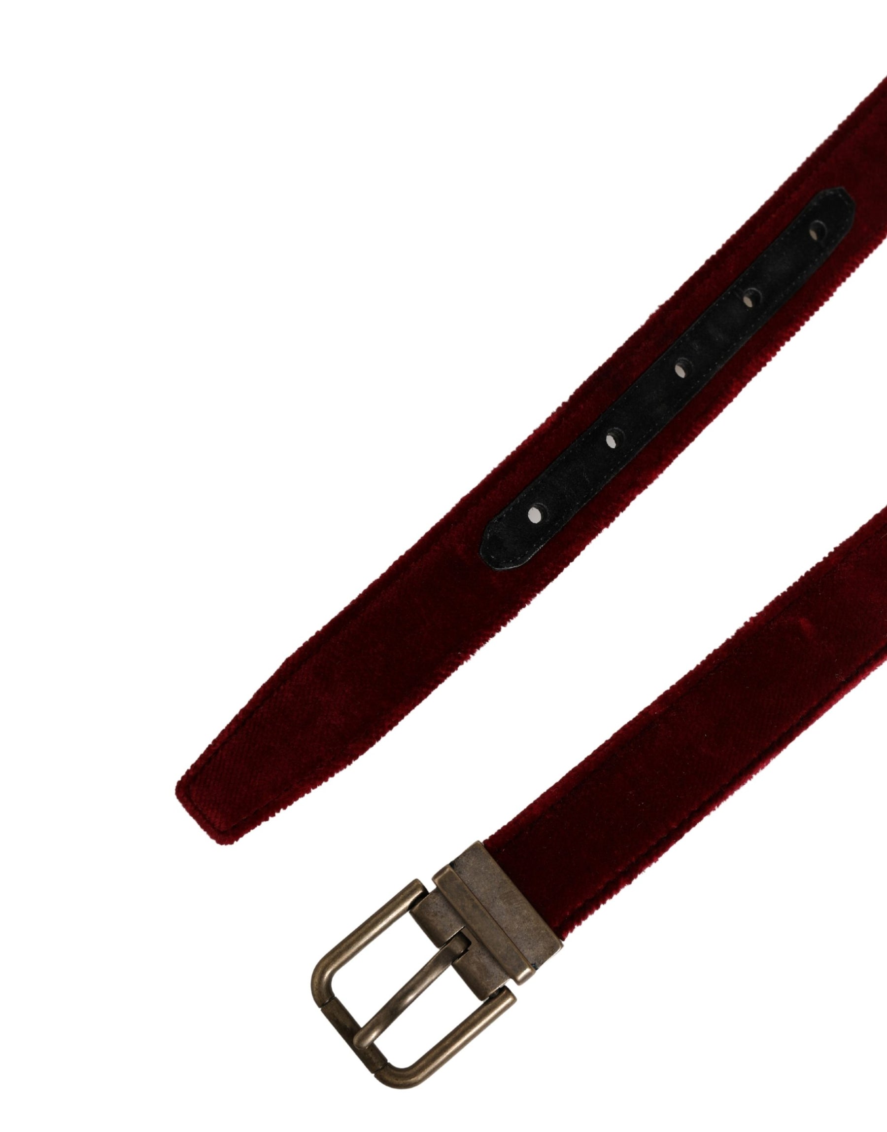 Dolce & Gabbana Men Burgundy Velvet Cotton Metal Buckle Belt | Regal Royce
