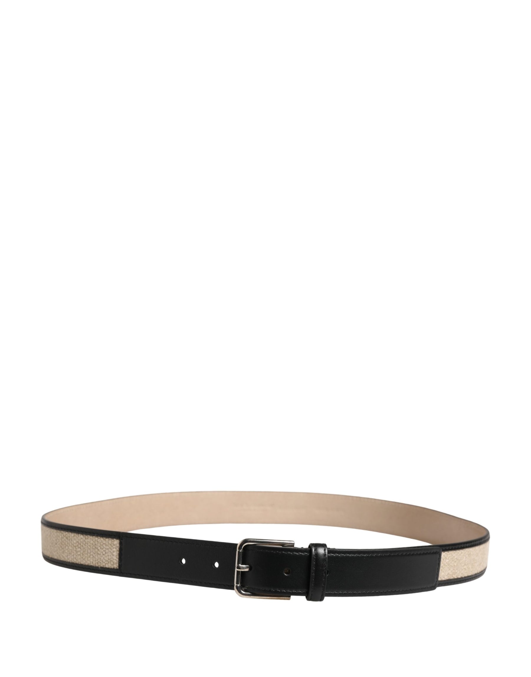 Dolce & Gabbana Men Beige Woven Leather Metal Buckle Belt | Regal Royce