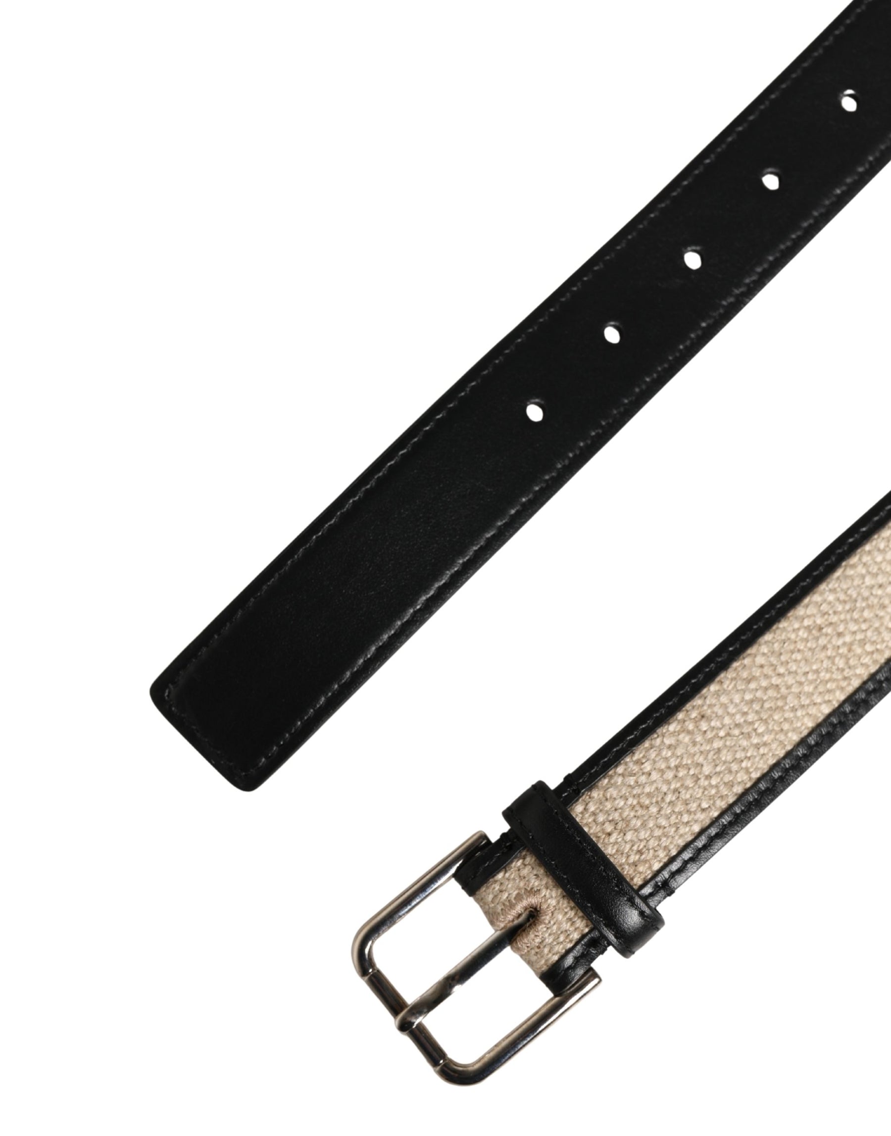 Dolce & Gabbana Men Beige Woven Leather Metal Buckle Belt | Regal Royce