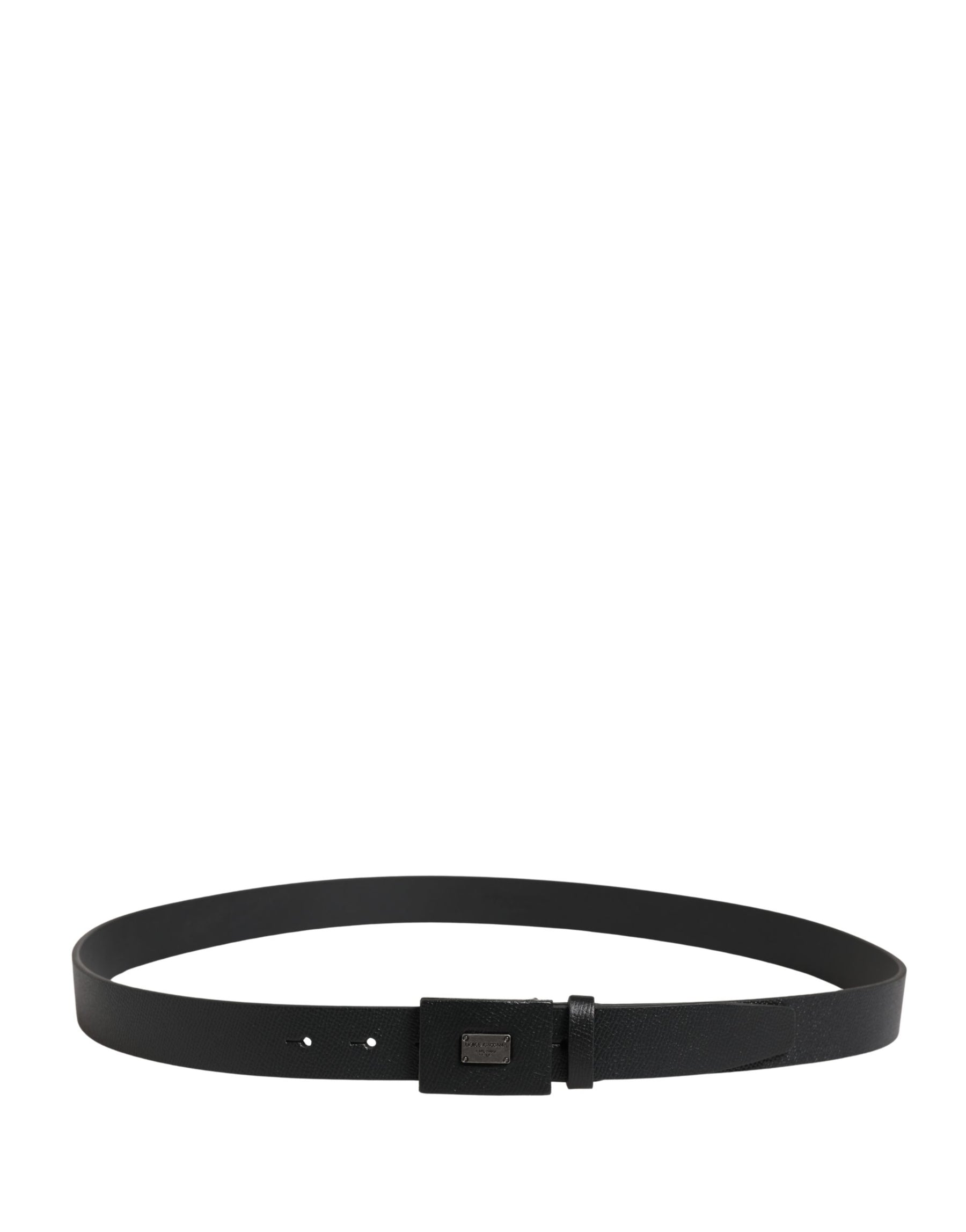 Dolce & Gabbana Men Black Calfskin Leather Square Buckle Belt | Regal Royce