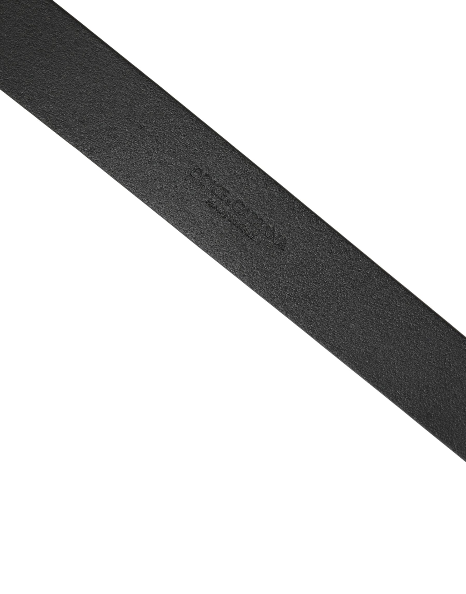Dolce & Gabbana Men Black Calfskin Leather Square Buckle Belt | Regal Royce