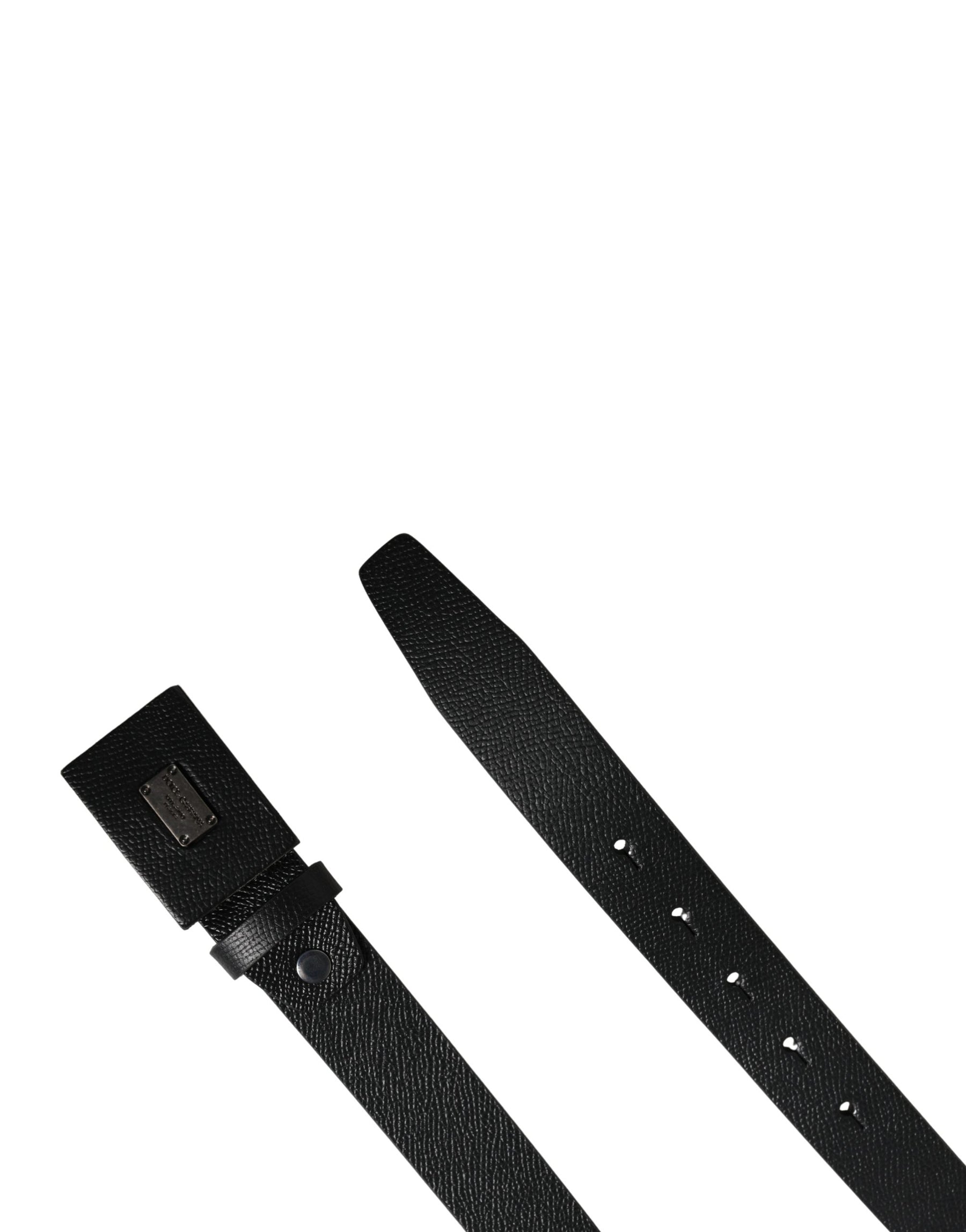 Dolce & Gabbana Men Black Calfskin Leather Square Buckle Belt | Regal Royce