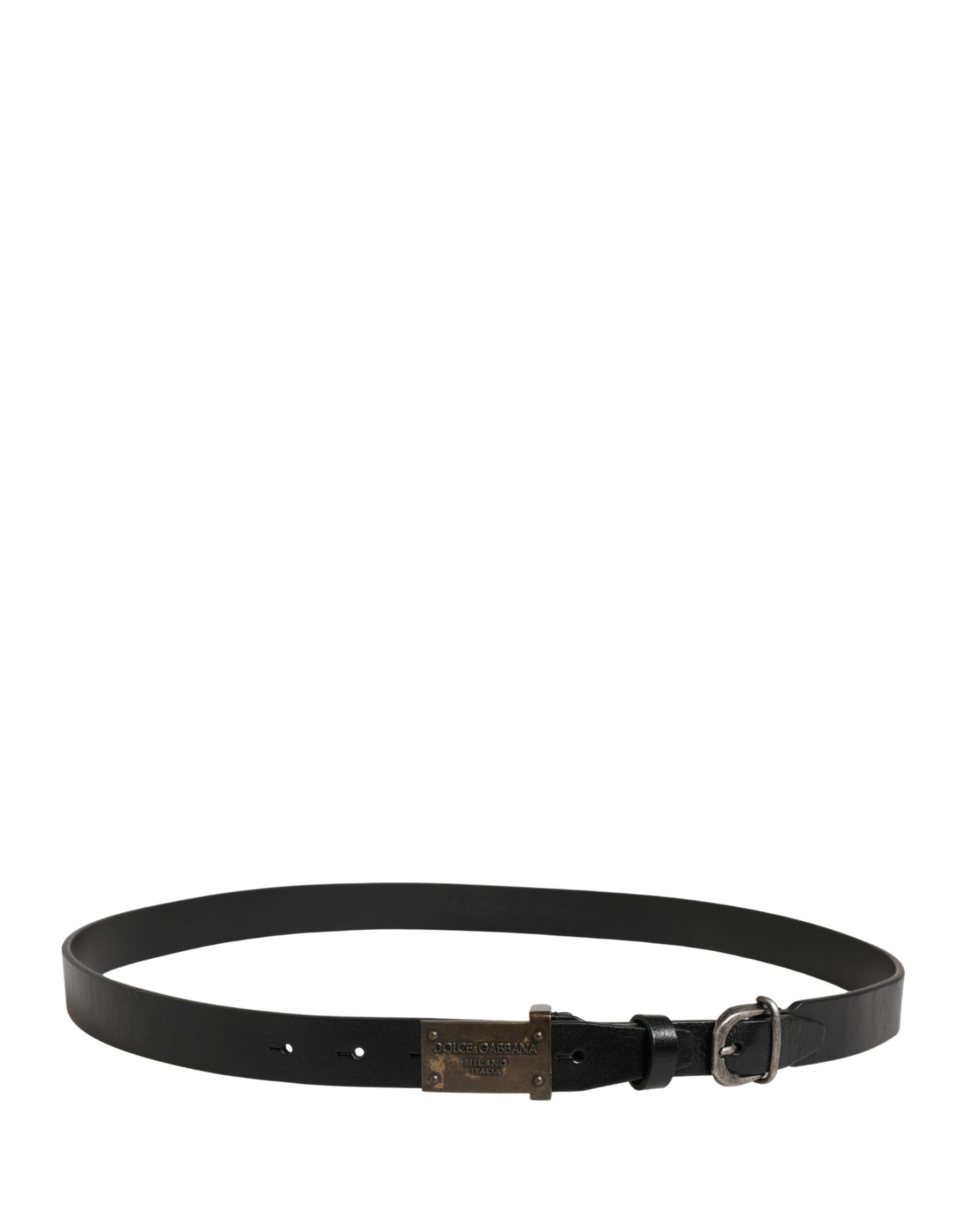 Dolce & Gabbana Men Black Classic Leather Logo Buckle Belt | Regal Royce