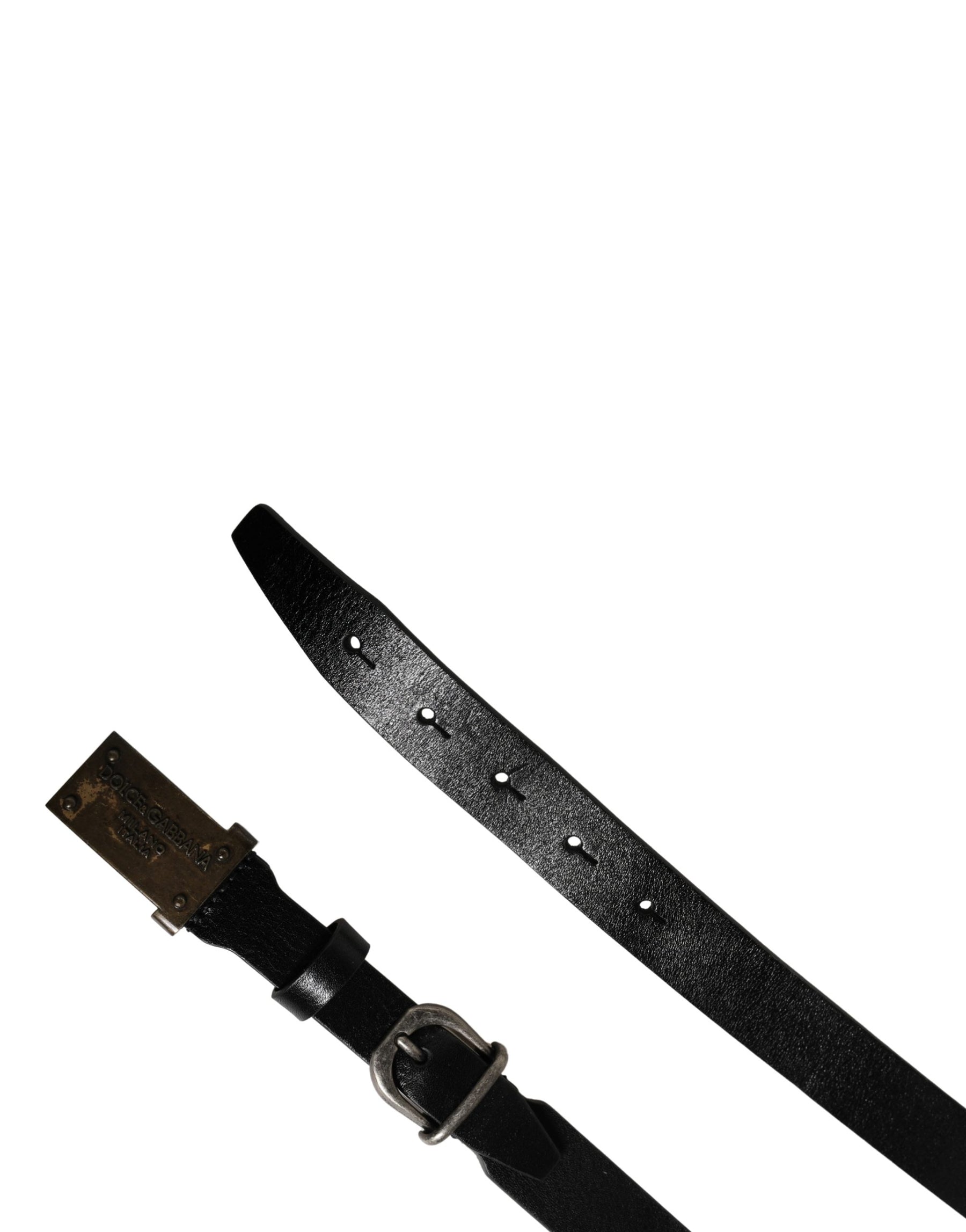 Dolce & Gabbana Men Black Classic Leather Logo Buckle Belt | Regal Royce