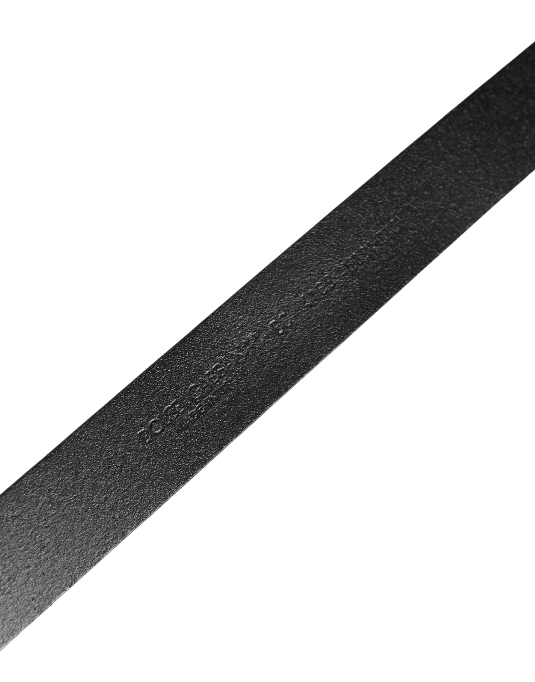 Dolce & Gabbana Men Black Classic Leather Logo Buckle Belt | Regal Royce