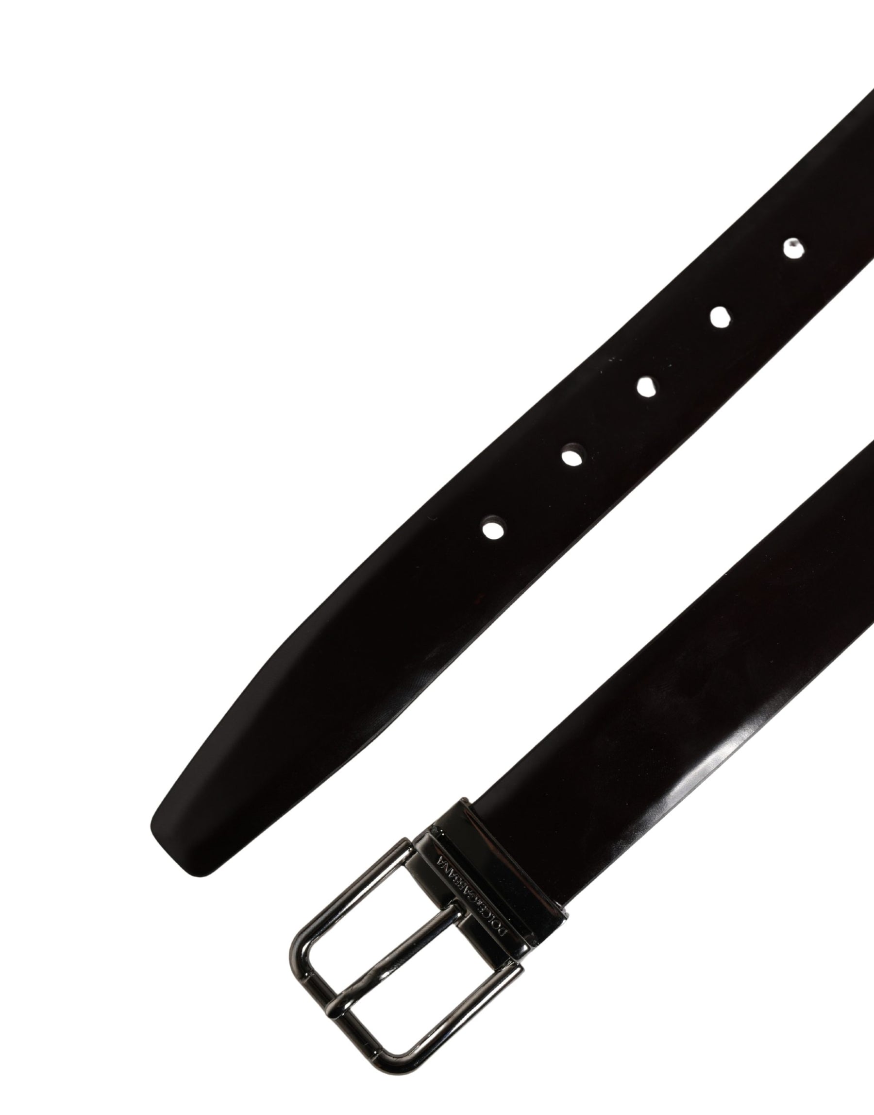 Dolce & Gabbana Men Black Calfskin Leather Metal Buckle Belt | Regal Royce