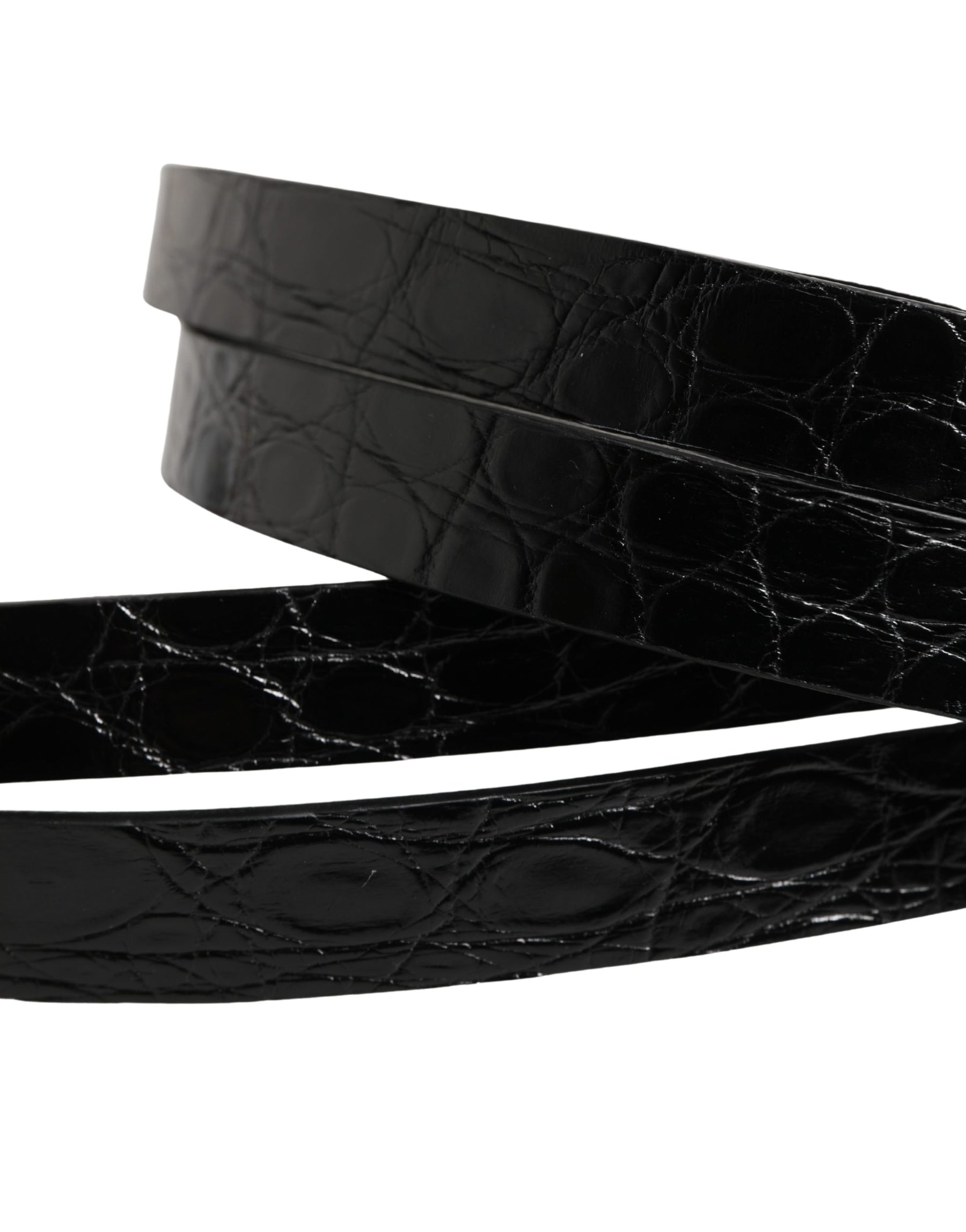 Dolce & Gabbana Black Double Strap Leather Silver Buckle Belt | Regal Royce
