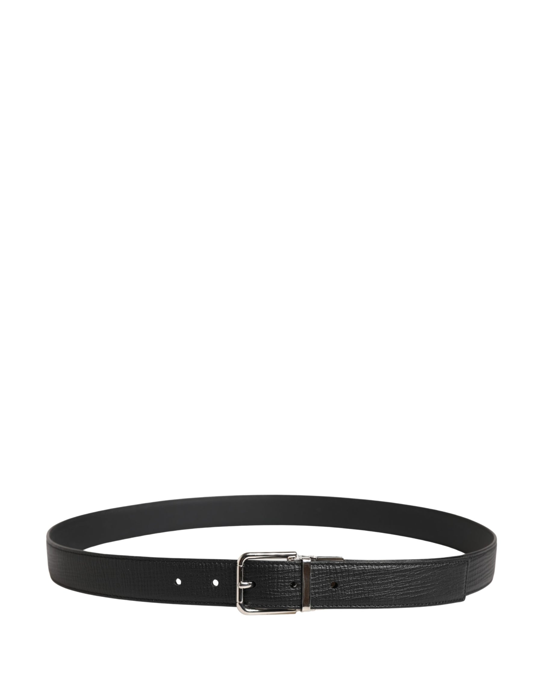 Dolce & Gabbana Men Black Classic Leather Metal Buckle Belt | Regal Royce