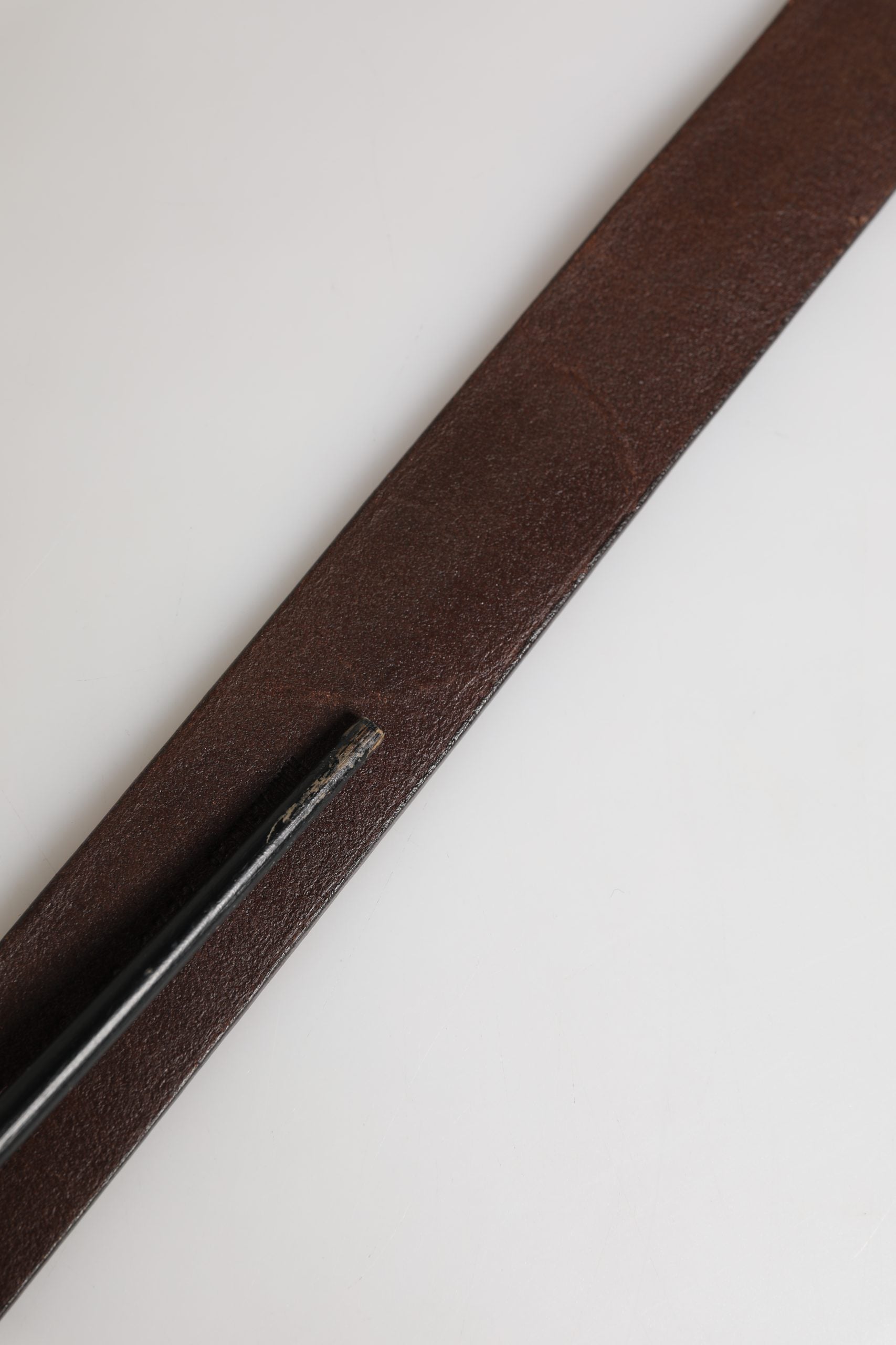 Dolce & Gabbana Men Brown Calf Leather Logo Metal Buckle Belt | Regal Royce