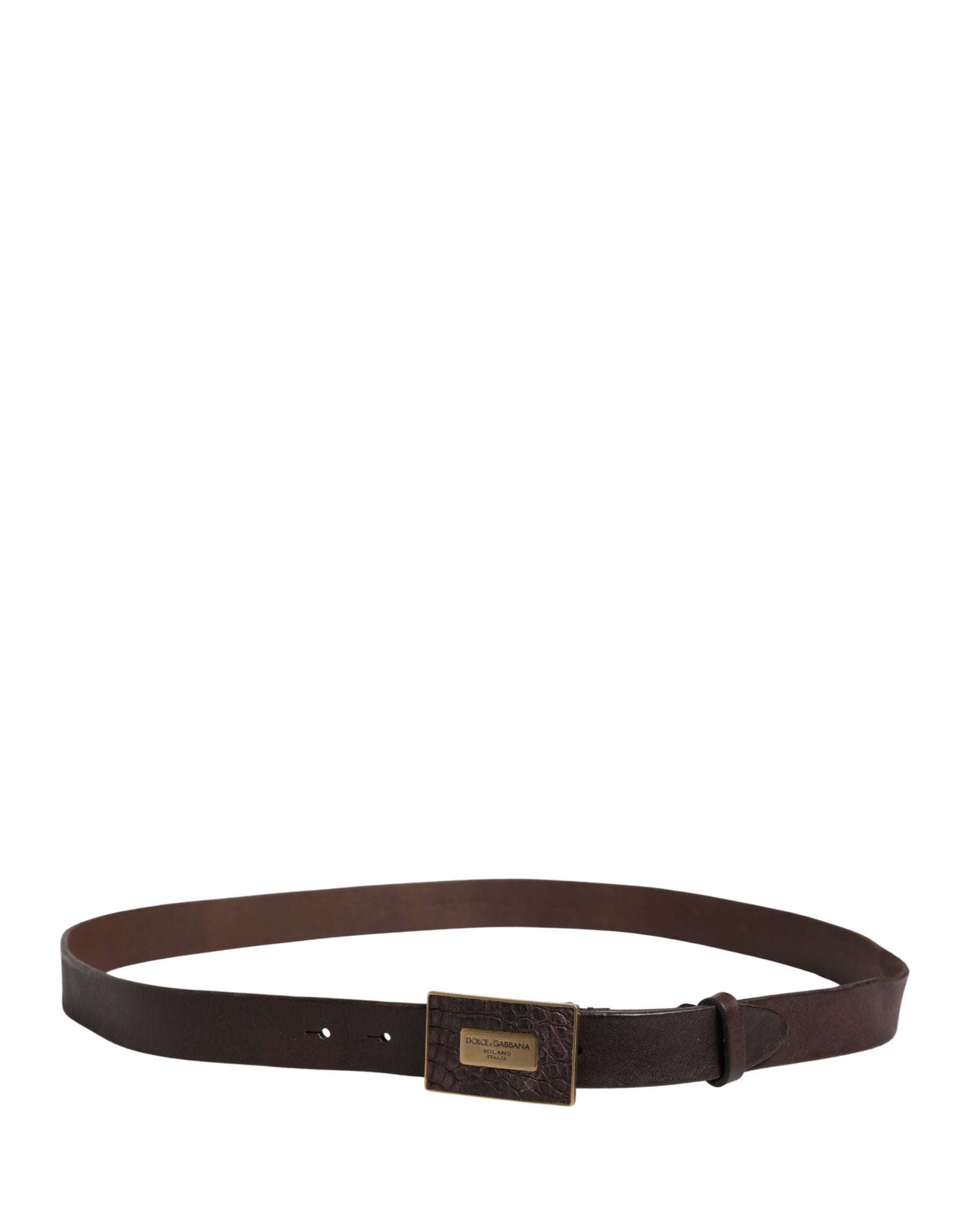 Dolce & Gabbana Men Brown Leather Logo Metal Buckle Belt | Regal Royce