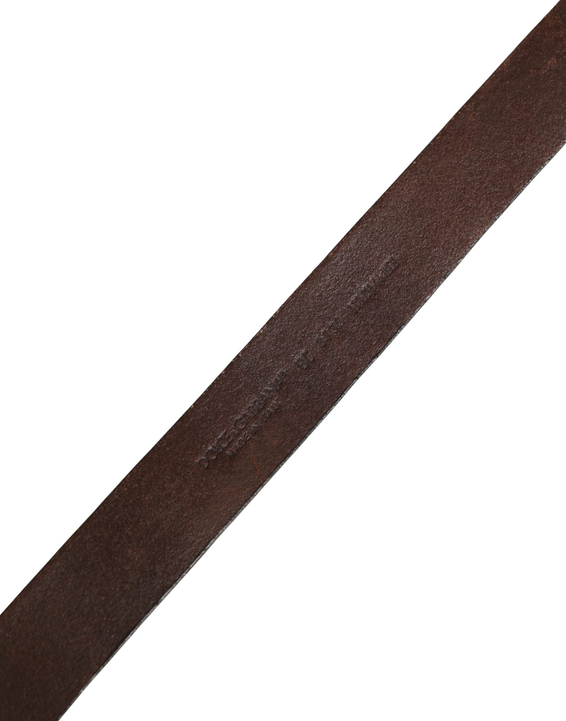 Dolce & Gabbana Men Brown Leather Logo Metal Buckle Belt | Regal Royce