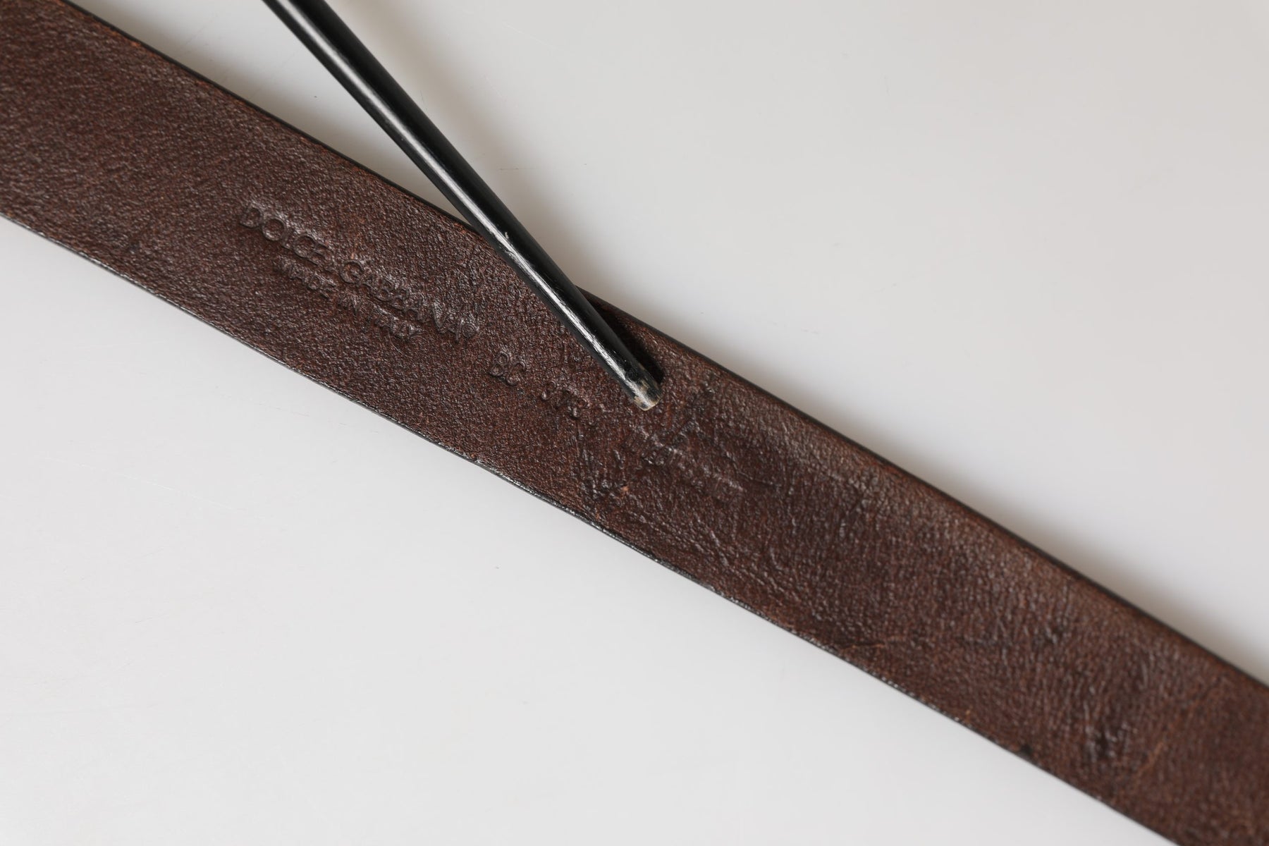 Dolce & Gabbana Men Brown Leather Logo Metal Buckle Belt | Regal Royce