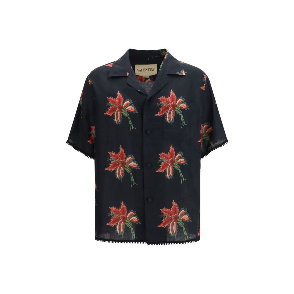 Valentino Black Linen Pattern Shirt | Regal Royce