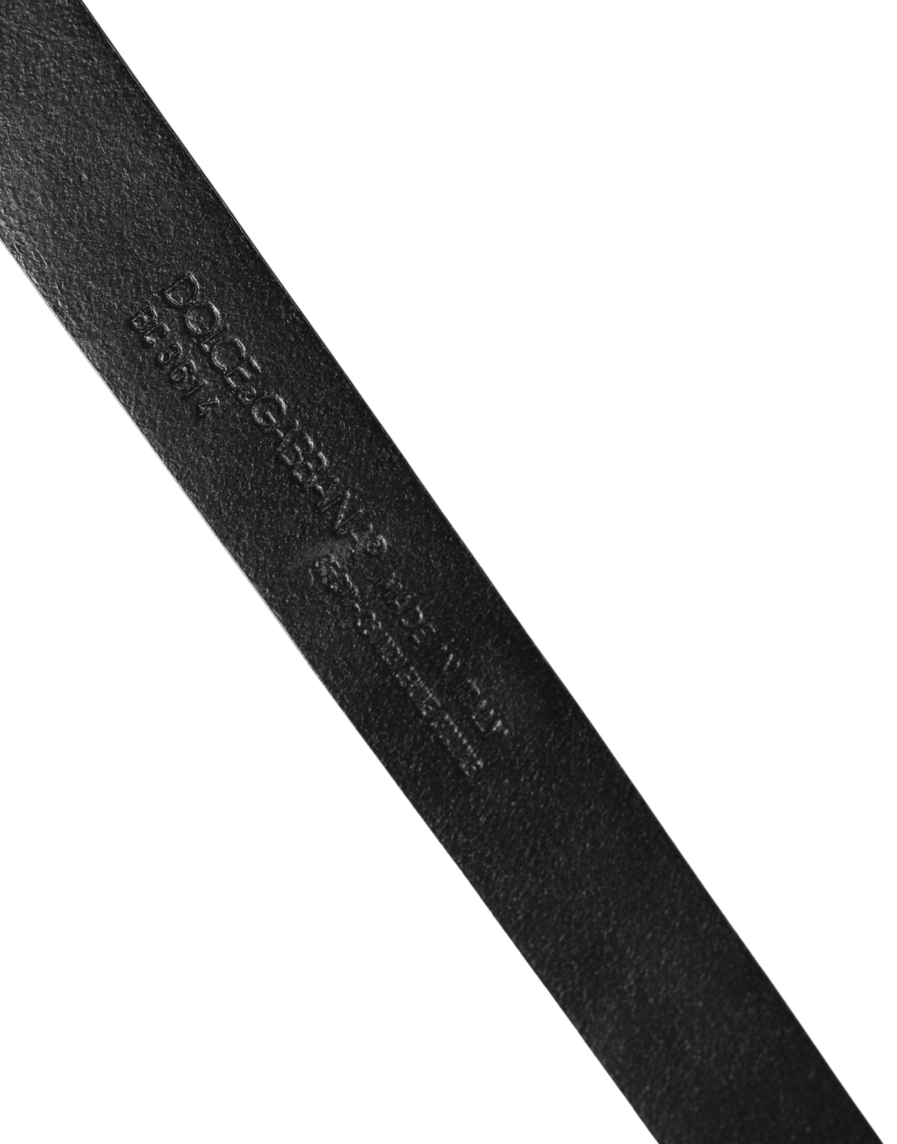 Dolce & Gabbana Men Black Exotic Leather Metal Buckle Belt | Regal Royce