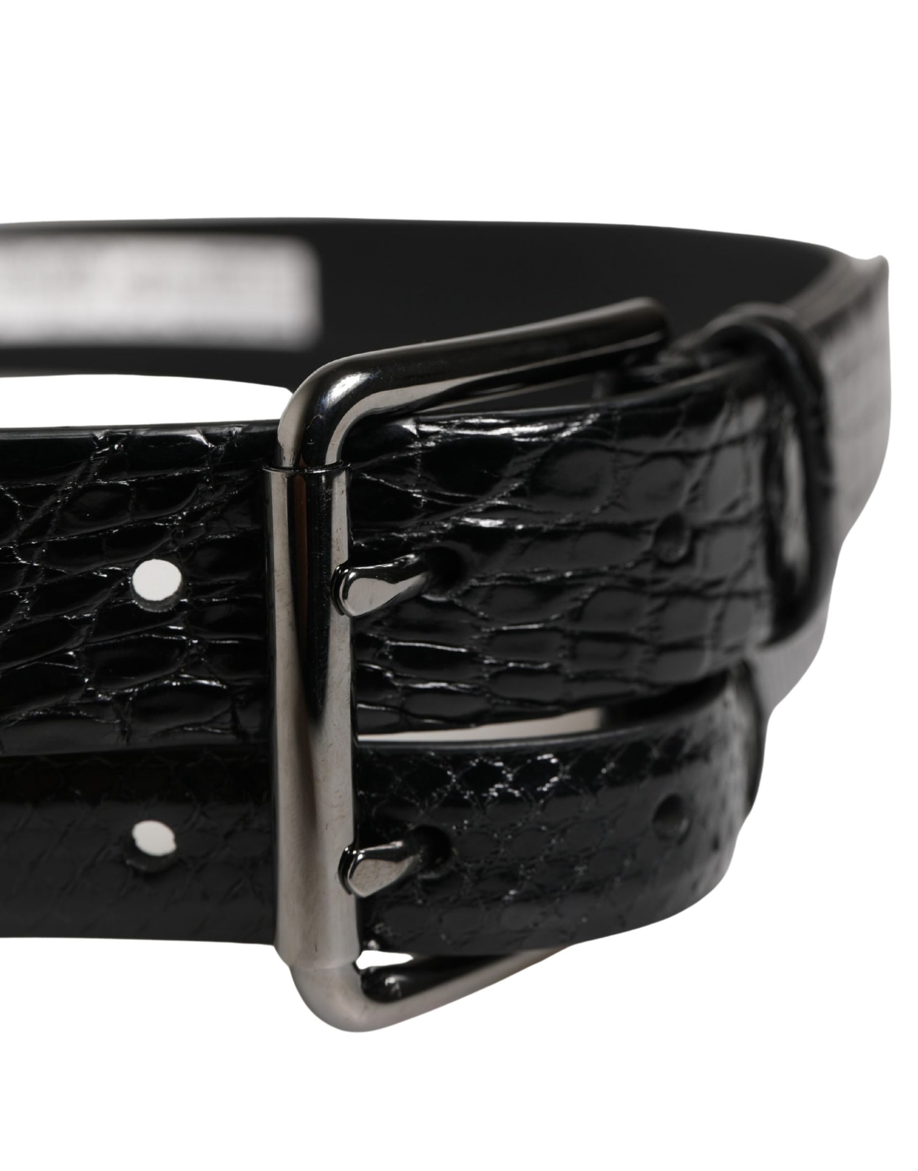 Dolce & Gabbana Men Black Exotic Leather Double Strap Belt | Regal Royce
