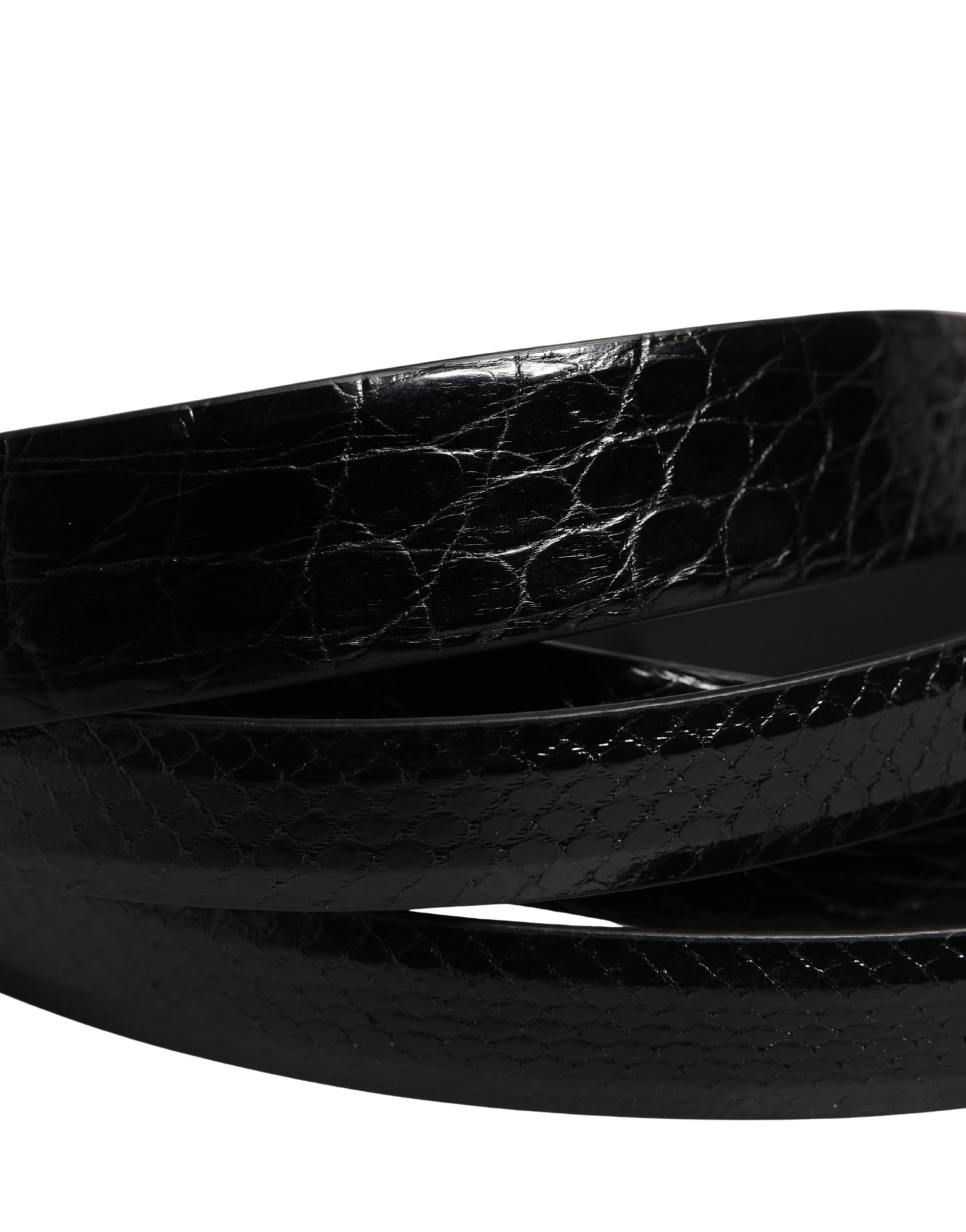 Dolce & Gabbana Men Black Exotic Leather Double Strap Belt | Regal Royce