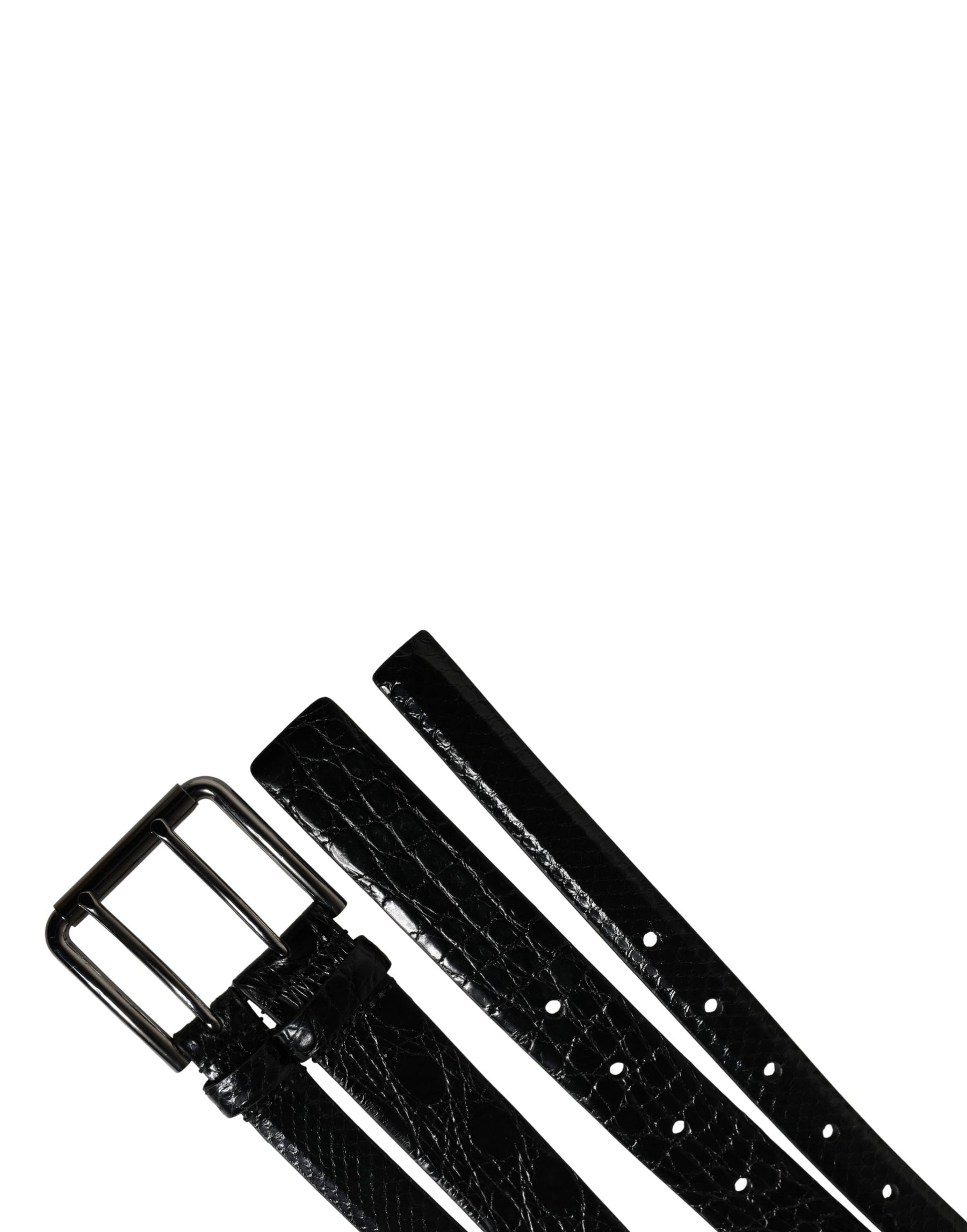 Dolce & Gabbana Men Black Exotic Leather Double Strap Belt | Regal Royce