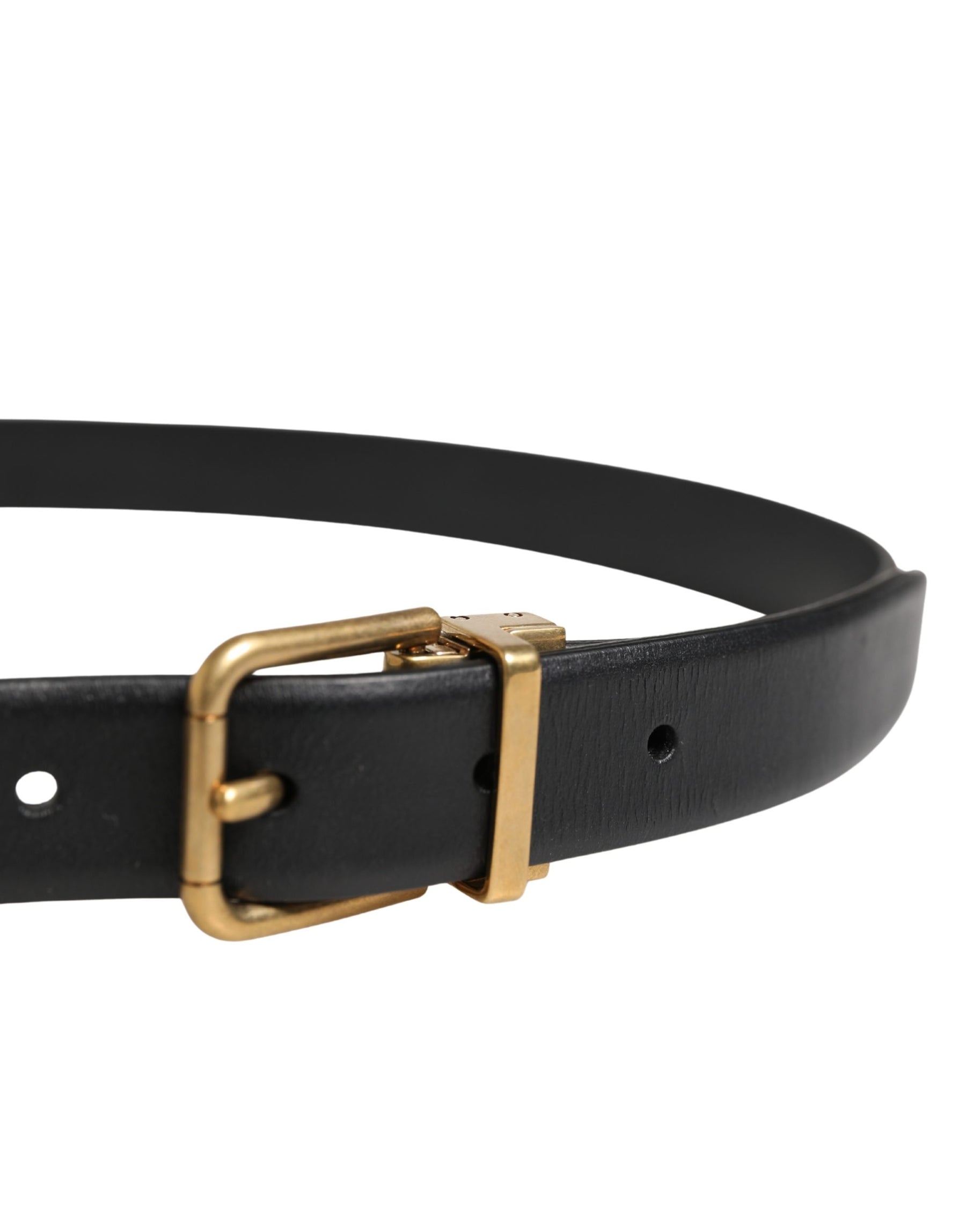 Dolce & Gabbana Men Black Classic Leather Metal Buckle Belt | Regal Royce