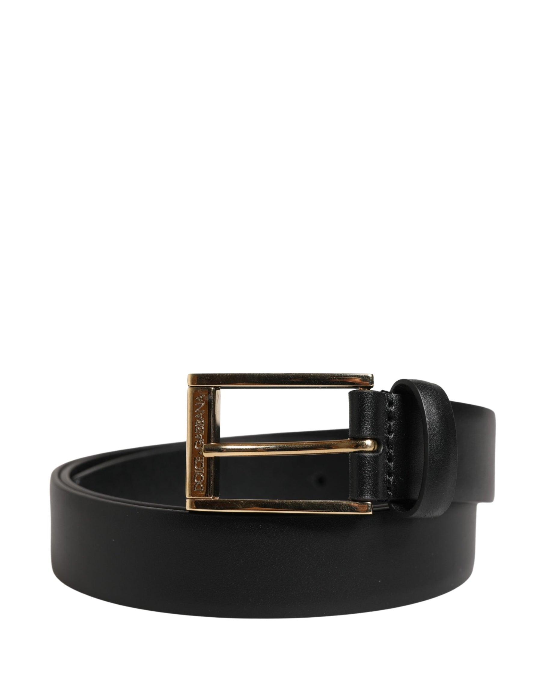 Dolce & Gabbana Men Black Classic Leather Metal Buckle Belt | Regal Royce