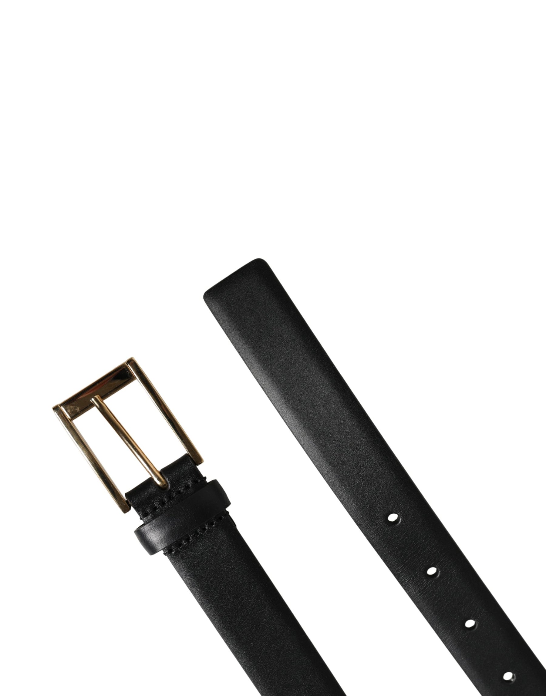 Dolce & Gabbana Men Black Classic Leather Metal Buckle Belt | Regal Royce