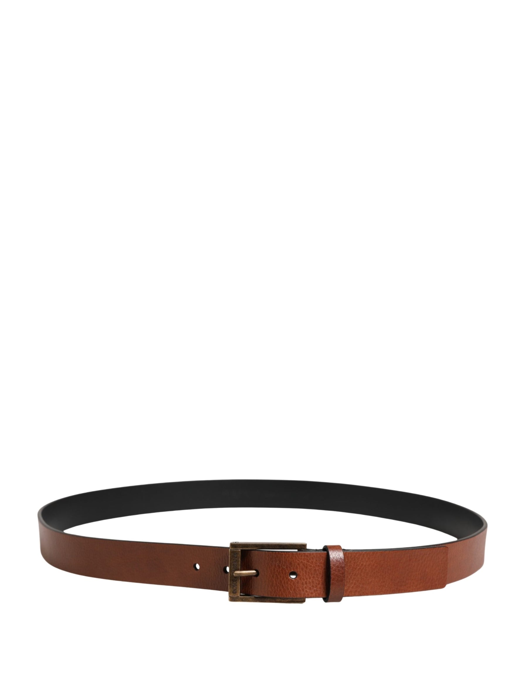 Dolce & Gabbana Men Brown Leather Classic Metal Buckle Belt | Regal Royce