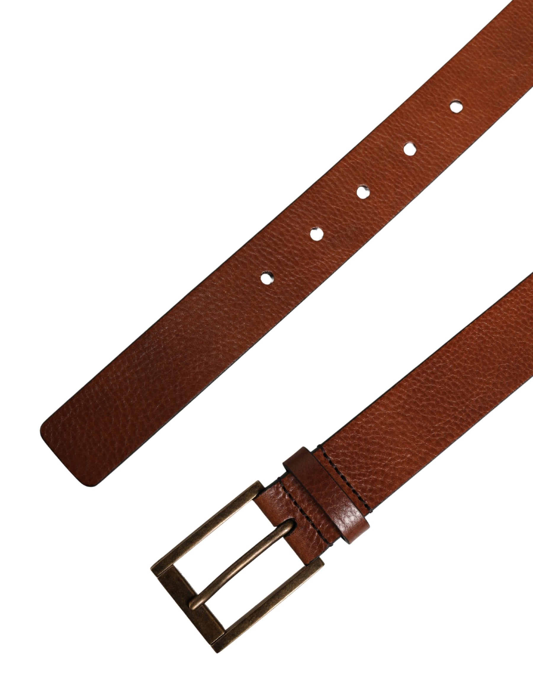 Dolce & Gabbana Men Brown Leather Classic Metal Buckle Belt | Regal Royce