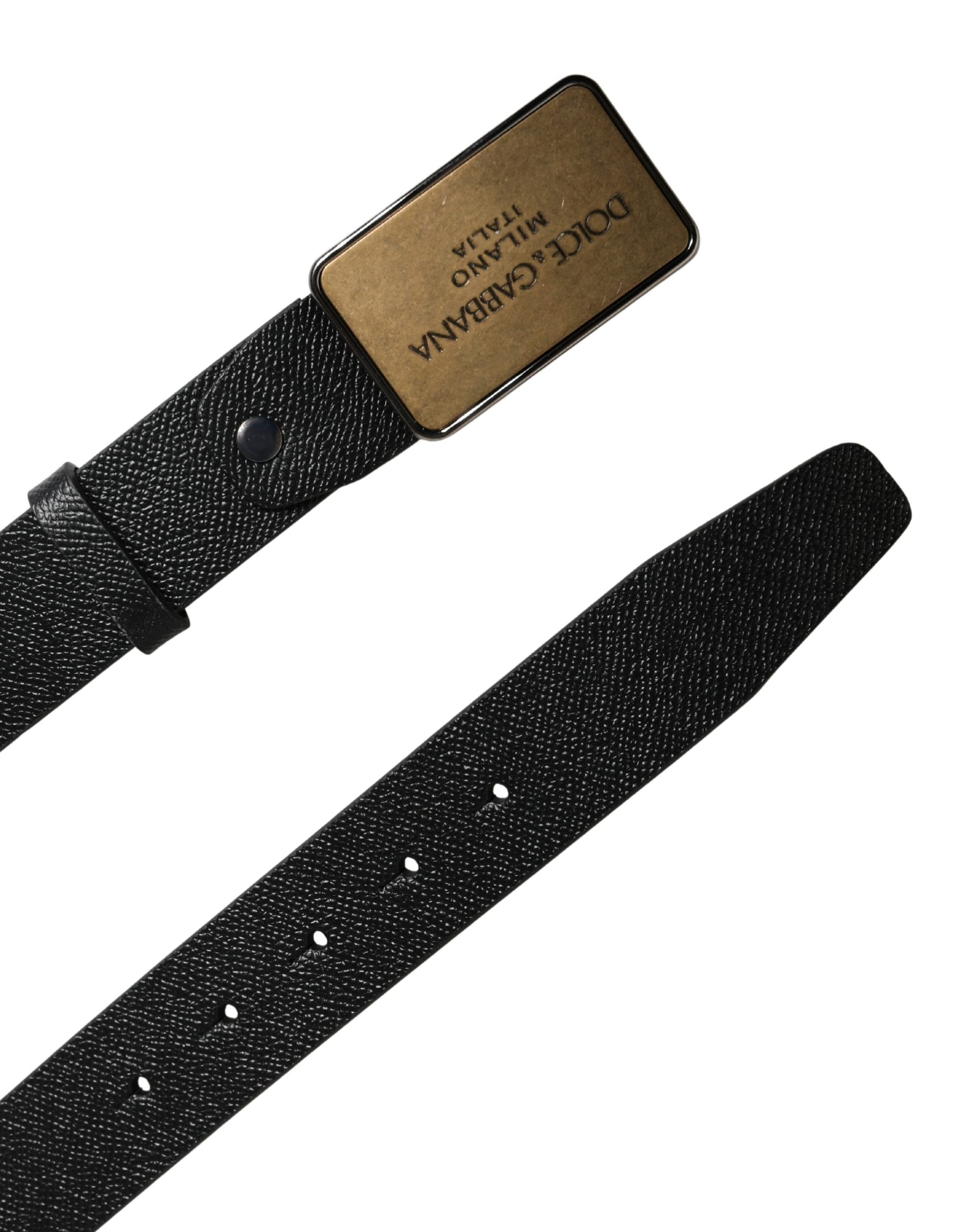 Dolce & Gabbana Black Classic Calf Leather Metal Buckle Belt | Regal Royce