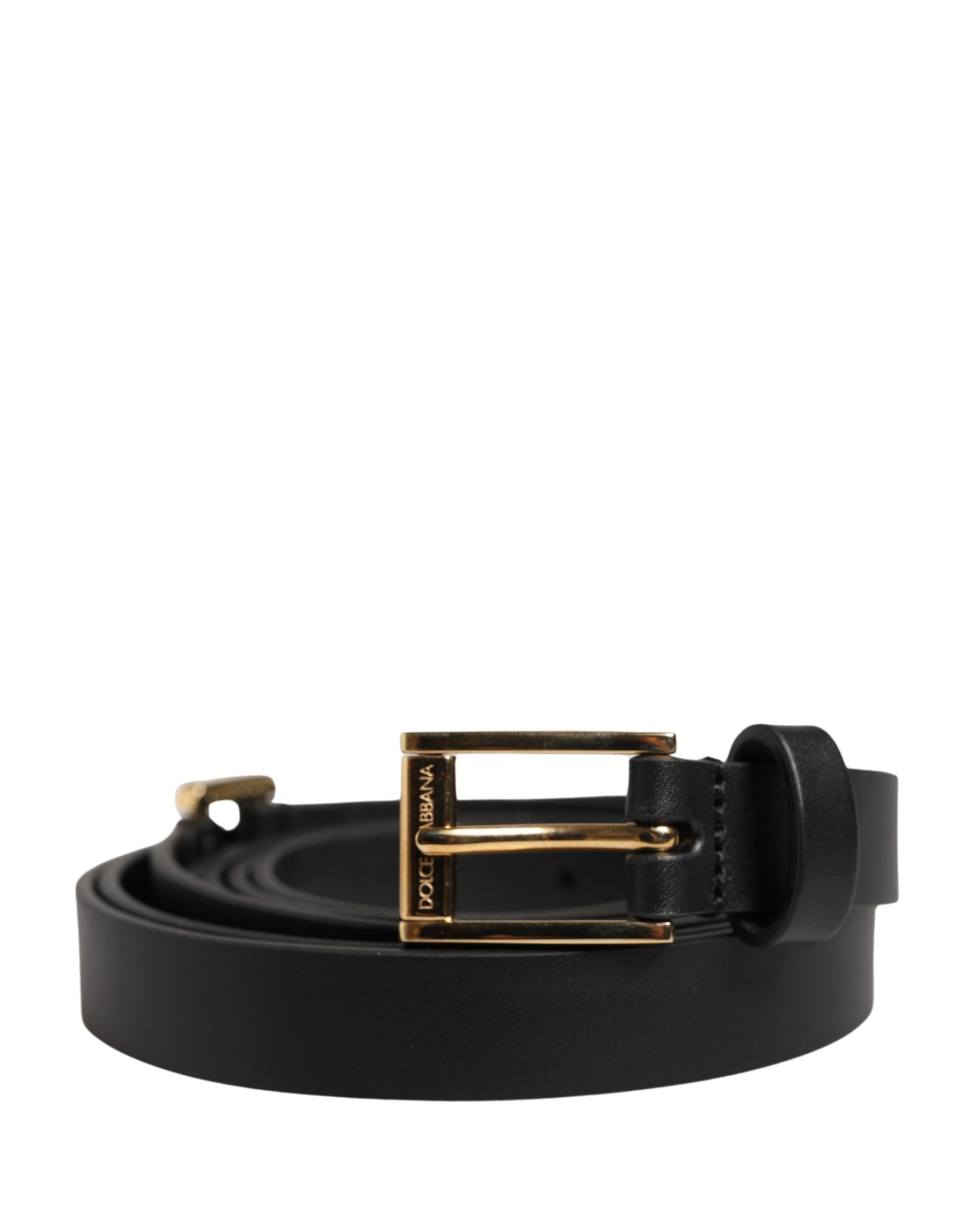 Dolce & Gabbana Men Black Leather Classic Metal Buckle Belt | Regal Royce