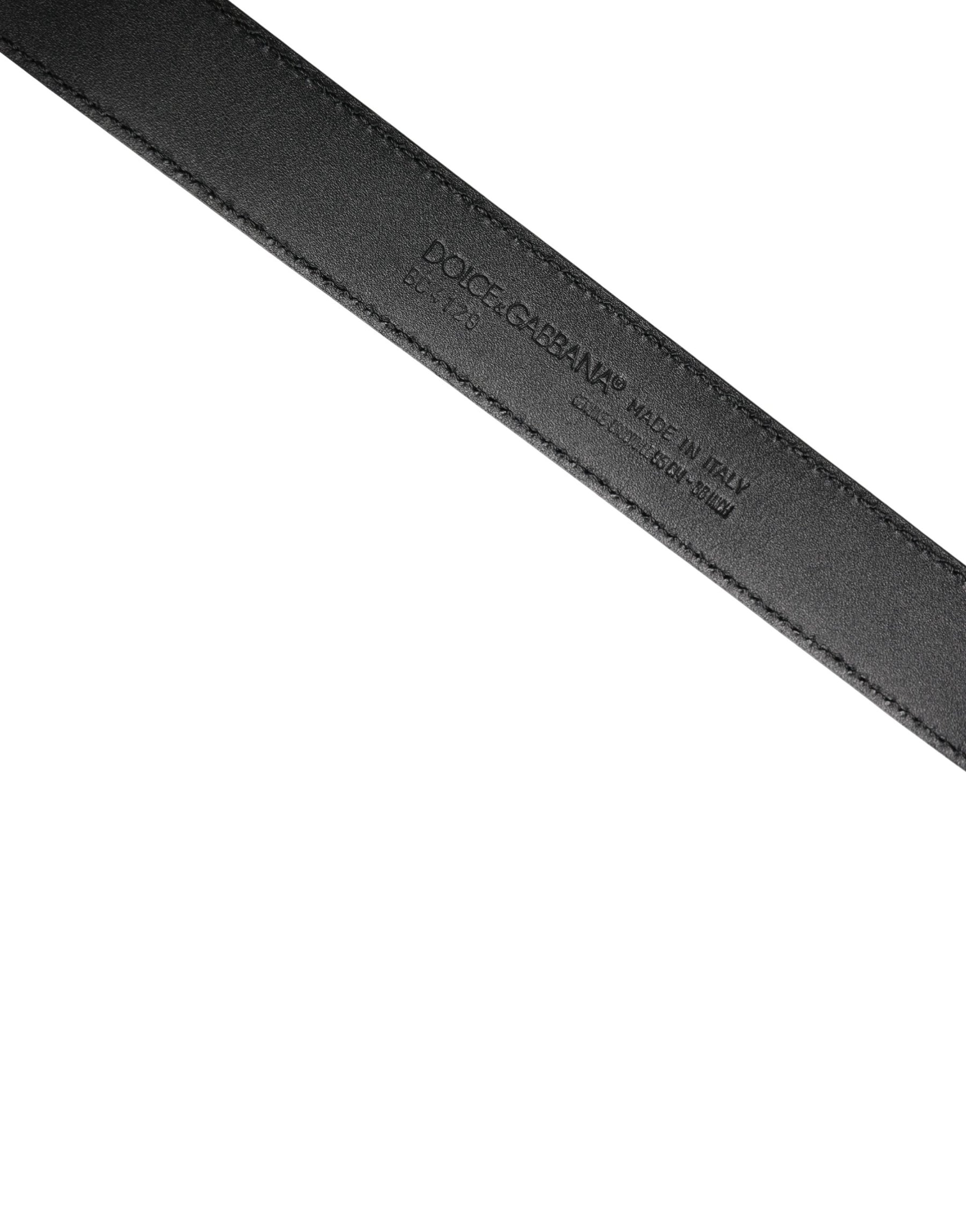 Dolce & Gabbana Men Black Exotic Leather Logo Buckle Belt | Regal Royce