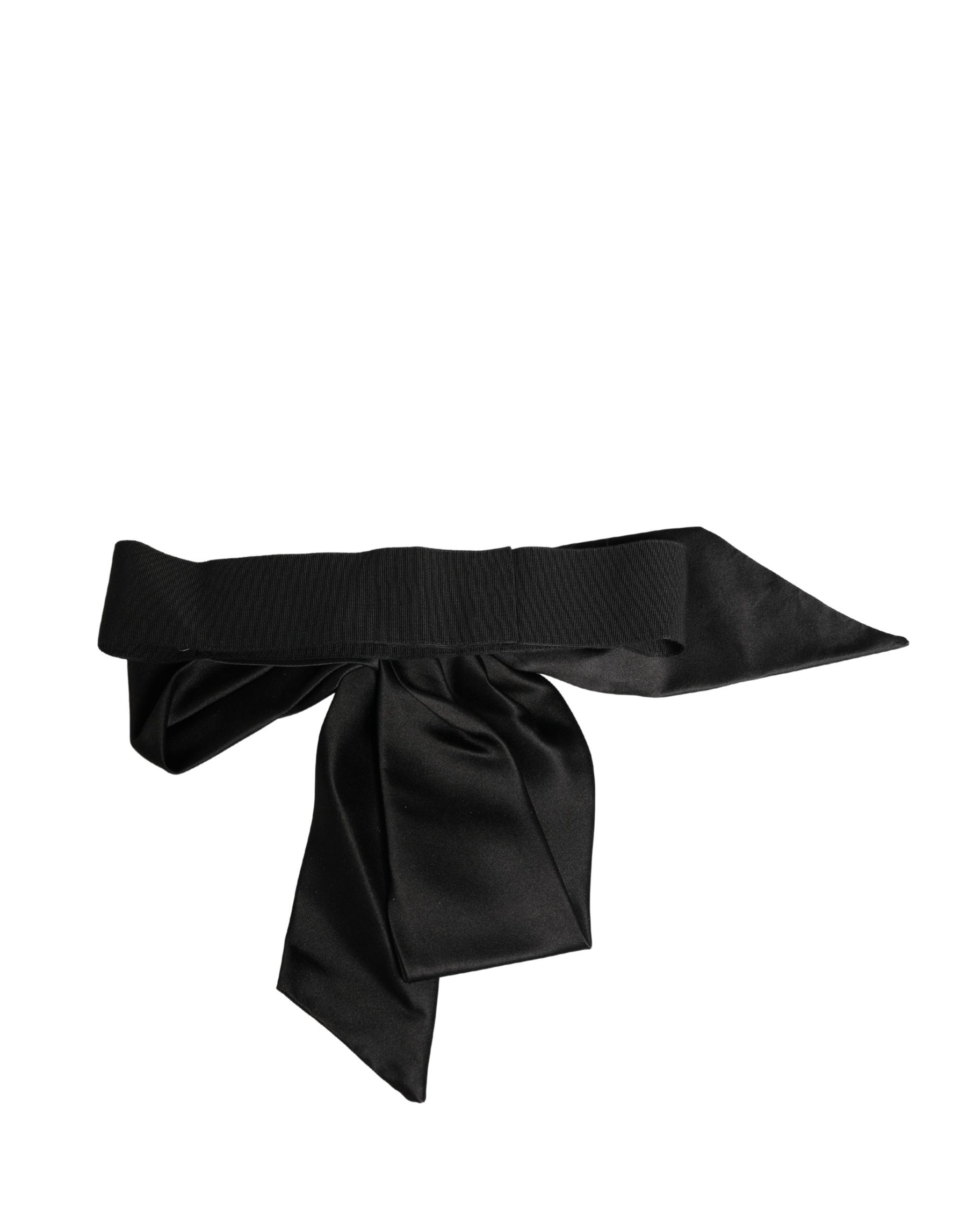 Dolce & Gabbana Black Silk Satin Sash Wide Waist Women Belt | Regal Royce