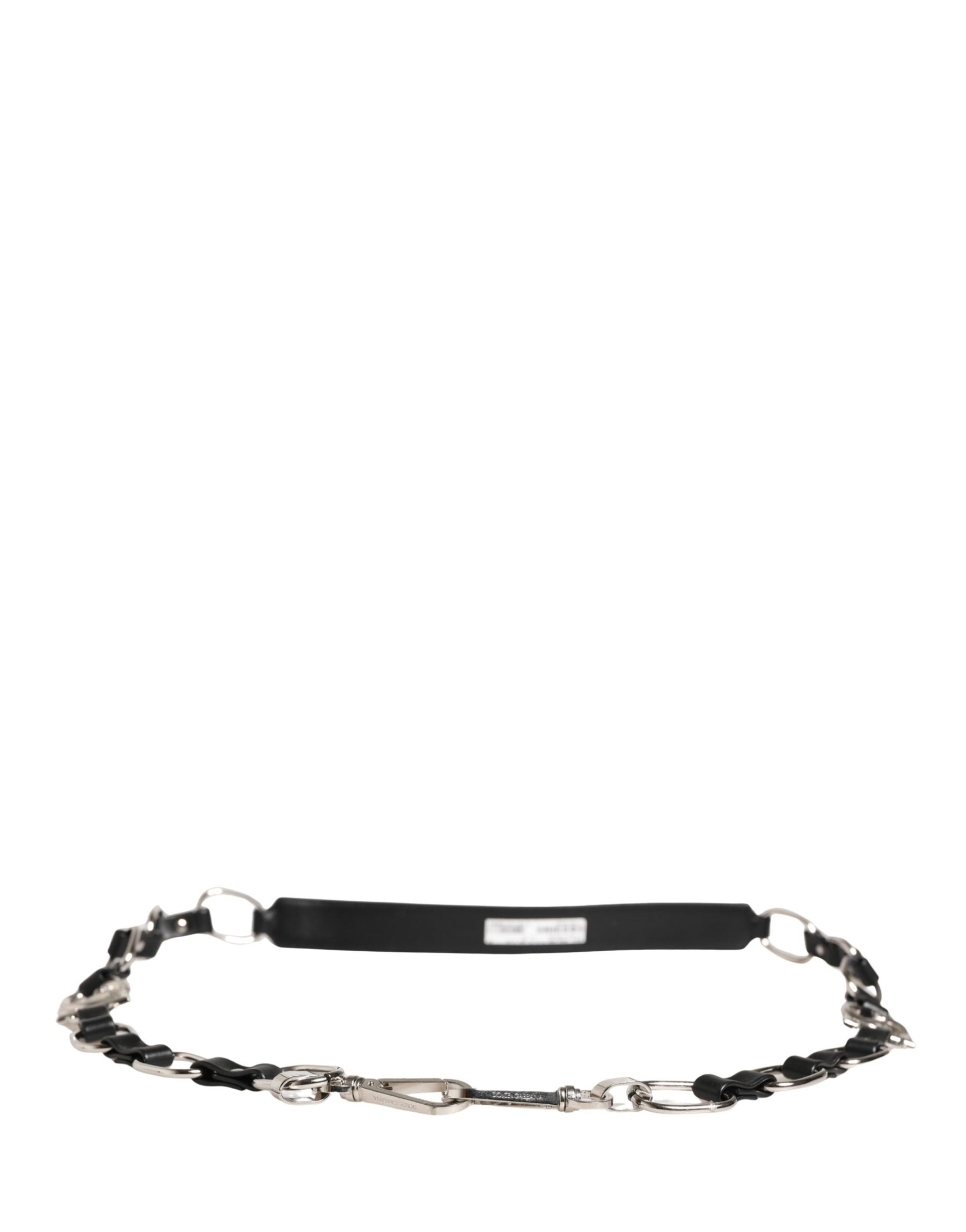 Dolce & Gabbana Black Leather Silver Chain Bag Accessory Shoulder Strap | Regal Royce