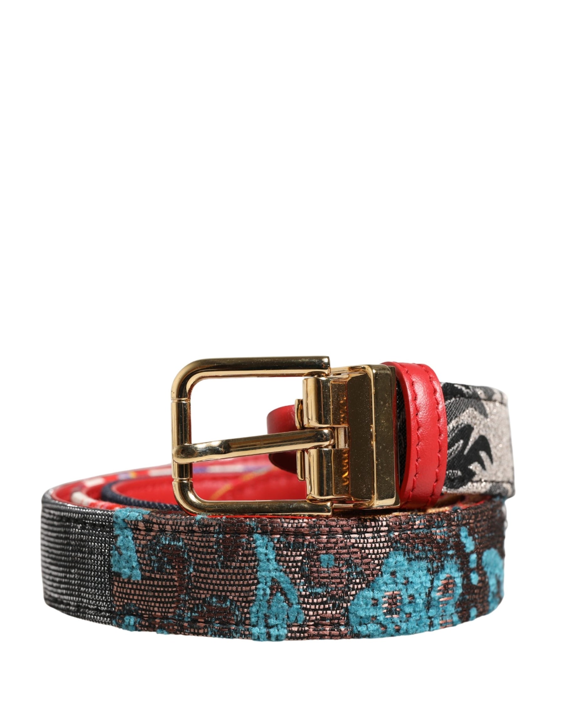 Dolce & Gabbana Multicolor Floral Jacquard Metal Buckle Belt | Regal Royce