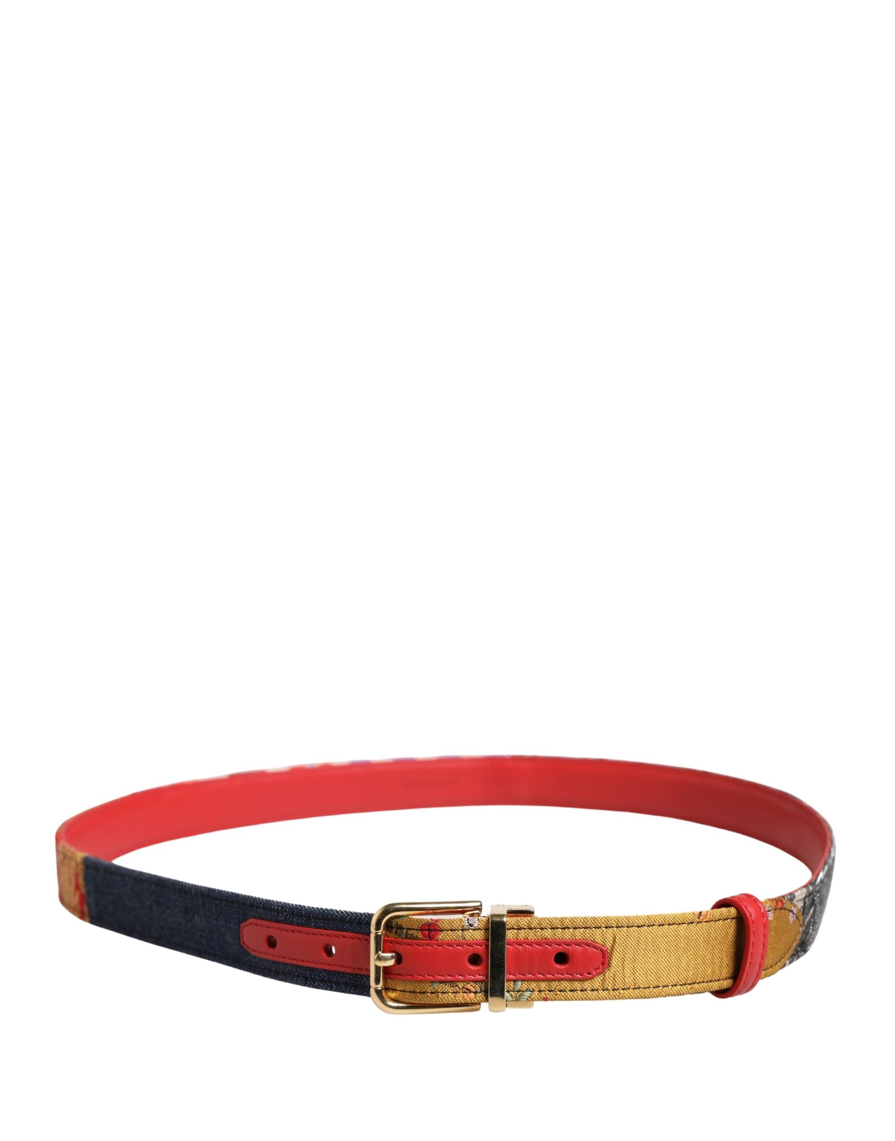 Dolce & Gabbana Multicolor Floral Jacquard Metal Buckle Belt | Regal Royce