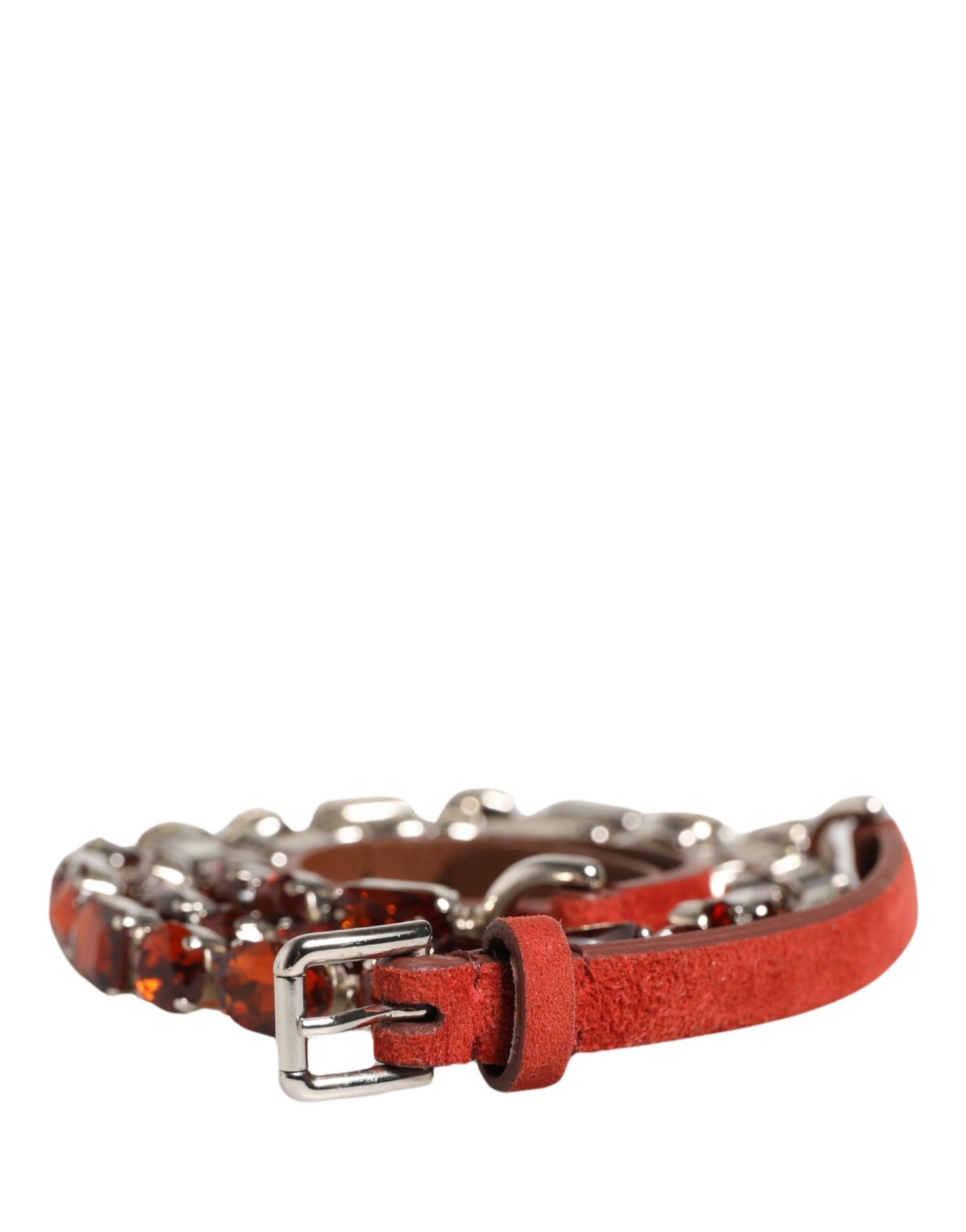 Dolce & Gabbana Red Velvet Crystals Chain Embellished Belt | Regal Royce