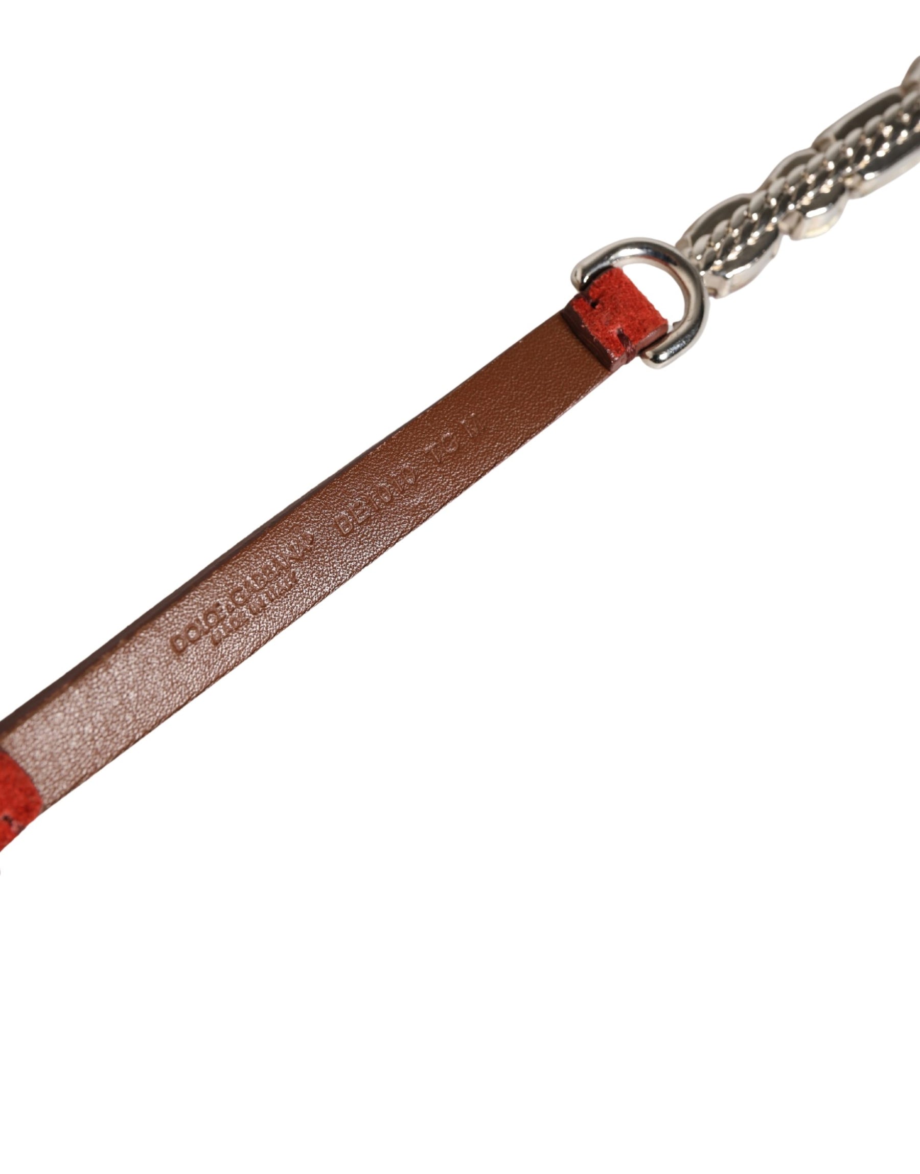 Dolce & Gabbana Red Velvet Crystals Chain Embellished Belt | Regal Royce
